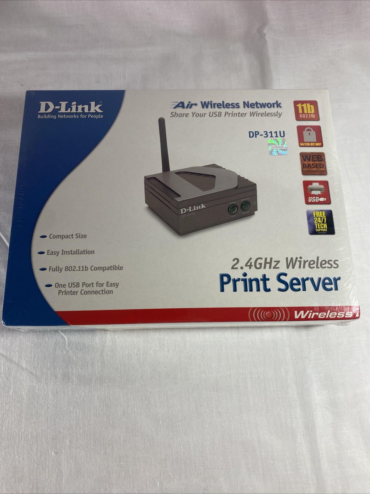 D-Link DP-311U USB Wireless Print Server Ethernet 10/100MB 11 MBS