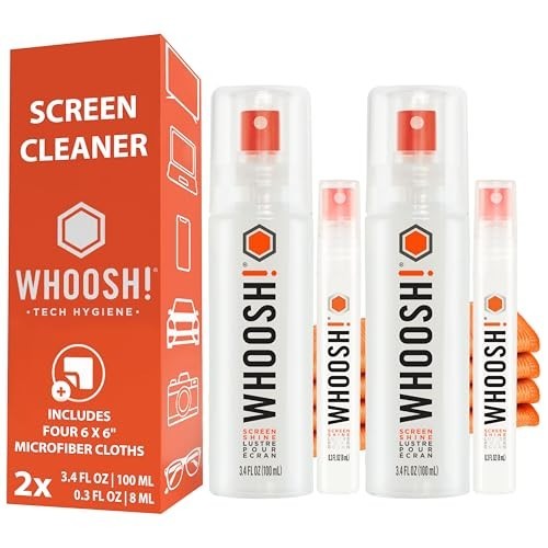 Screen Cleaner Kit Set of 2: 3.4 fl oz + 0.3 fl oz, Microfiber Cloths Included