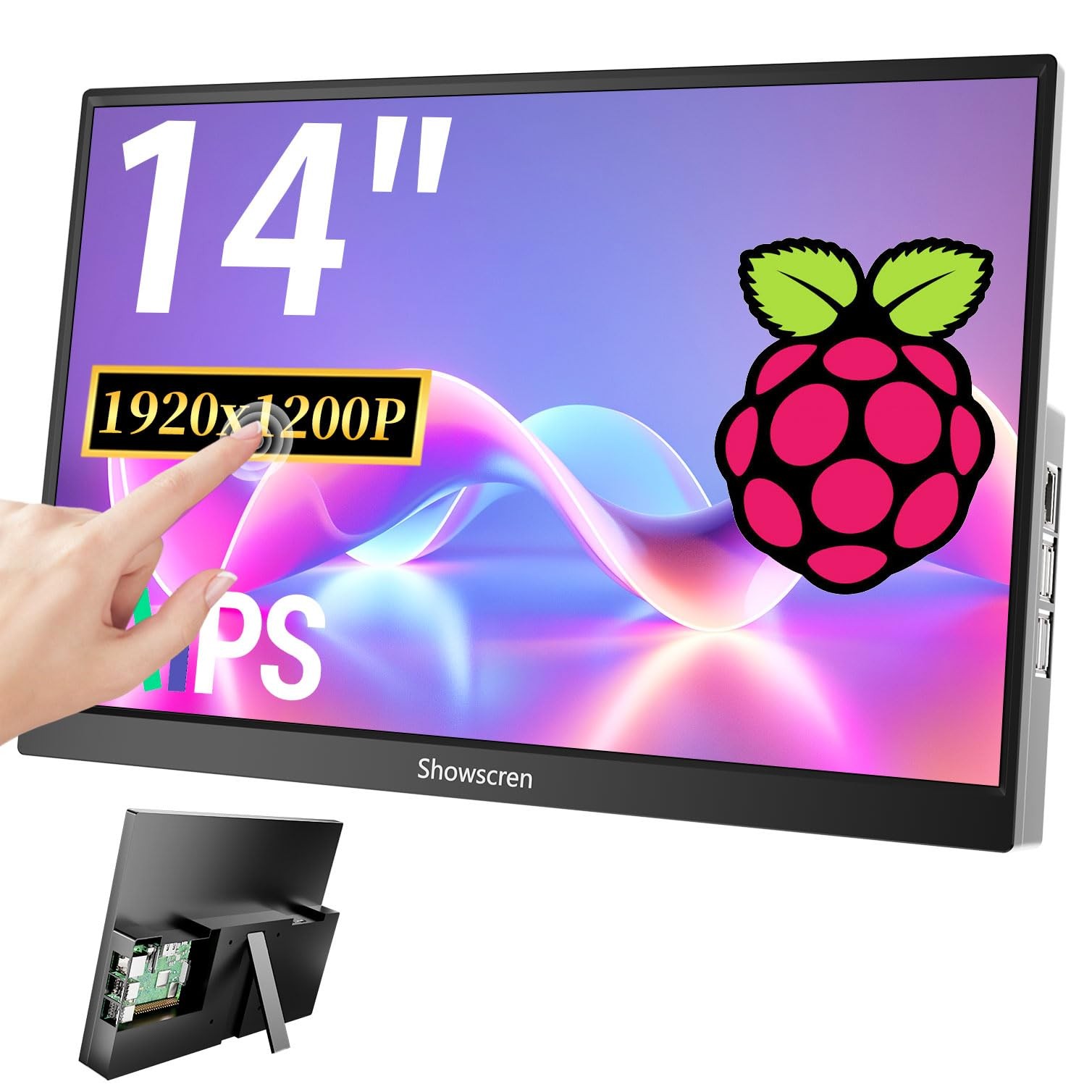 14inch Touchscreen Monitor for Raspberry Pi 5/4B/3B+/3B IPS Touch Screen