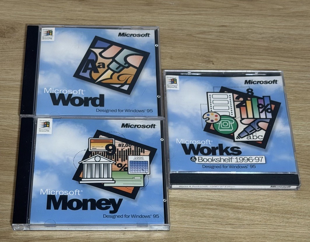 3 Microsoft Windows 95 Word Money And Works Bookshelf  1996-97 Disks