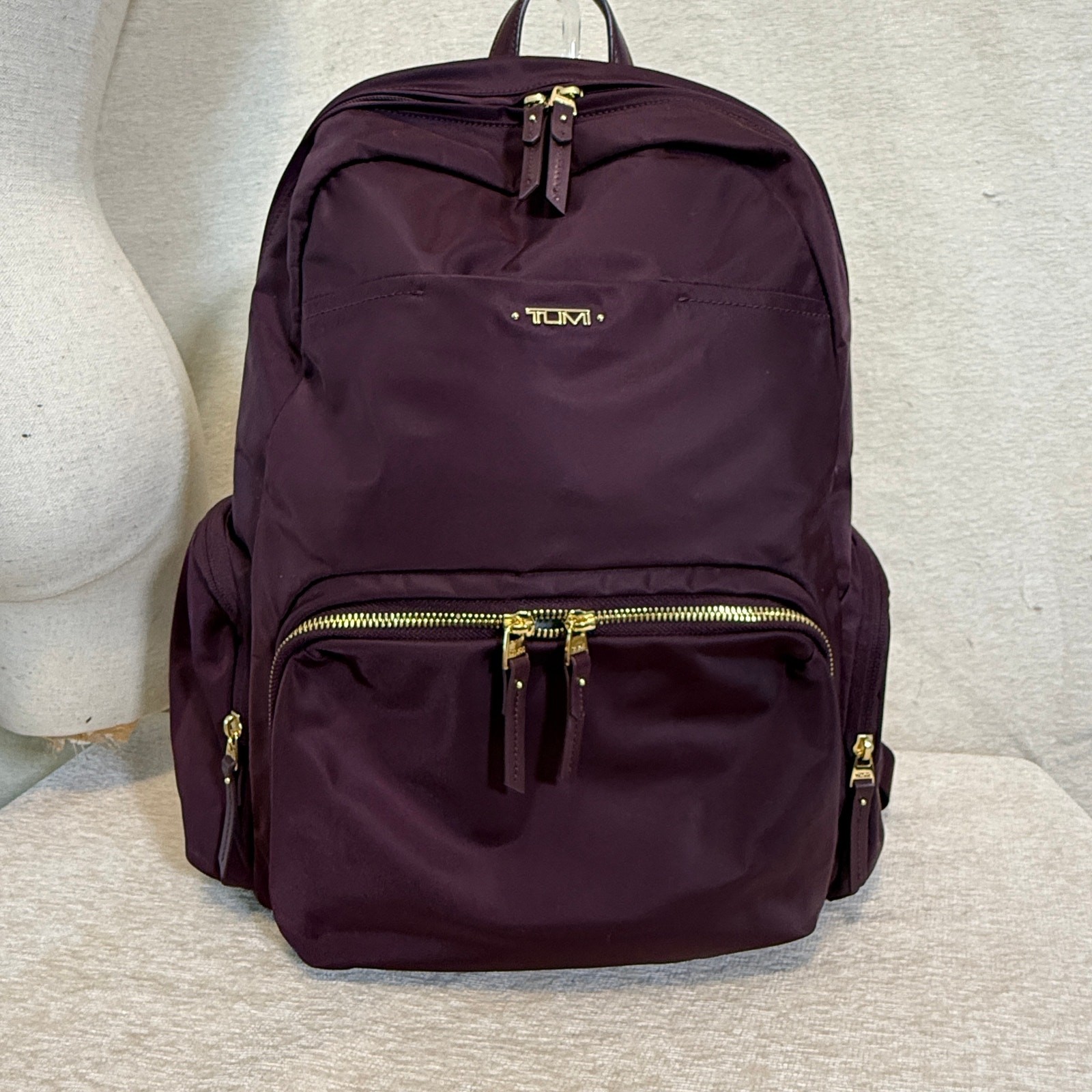 TUMI Voyageur Meggie Nylon Laptop Backpack - Deep Plum / Gold Hardware