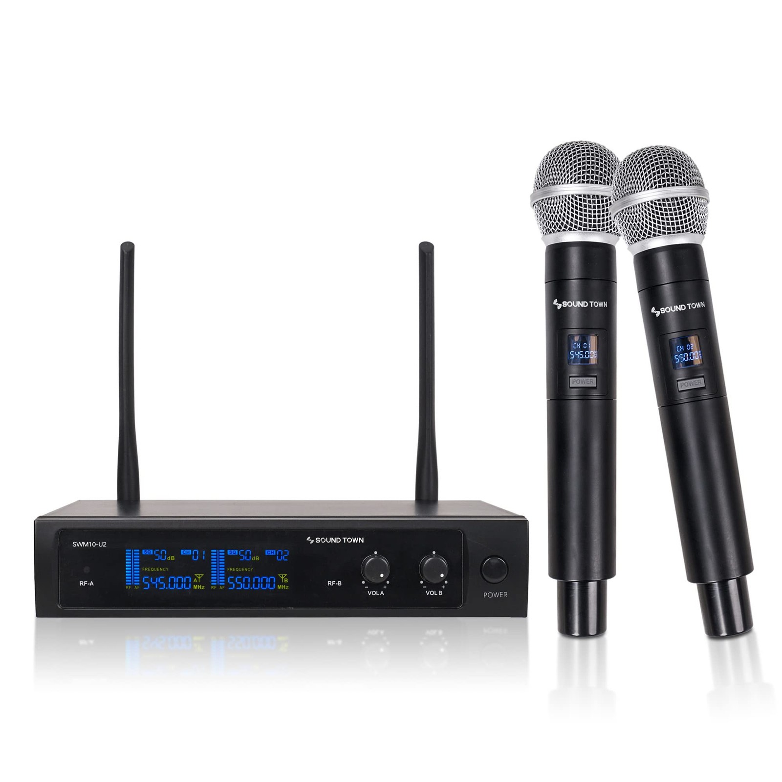 Sound Town SWM10-U2HH Wireless Microphone System with 2 Handheld Mics