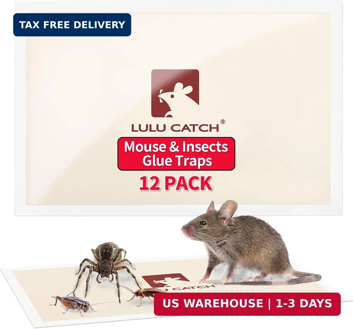 LULUCATCH Mouse Traps, 12 Pack Pre-Baited Sticky Mouse Traps Indoor for Home, No