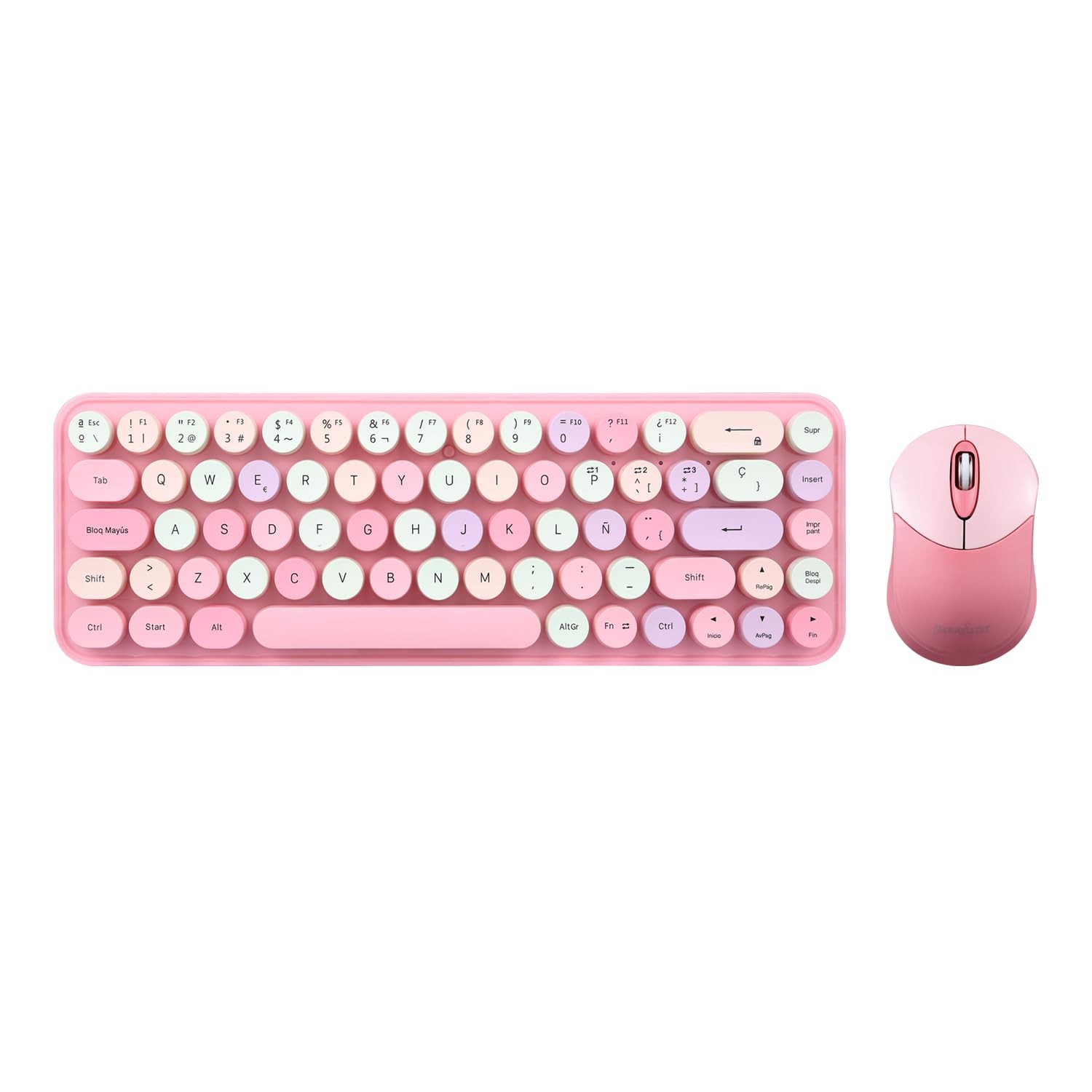 Rosado Pastel PERIDUO-802PK ES Mini Teclado Inalambrico Bluetooth Teclas