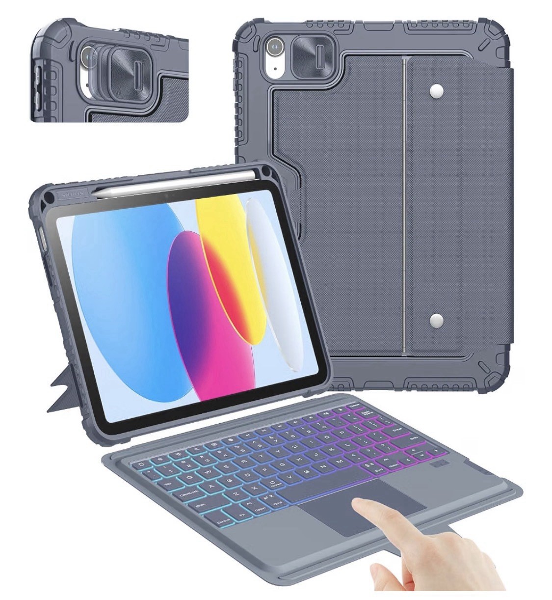 Nillkin Rugged Detachable Keyboard Case for iPad A16 & 10th Gen, Gray