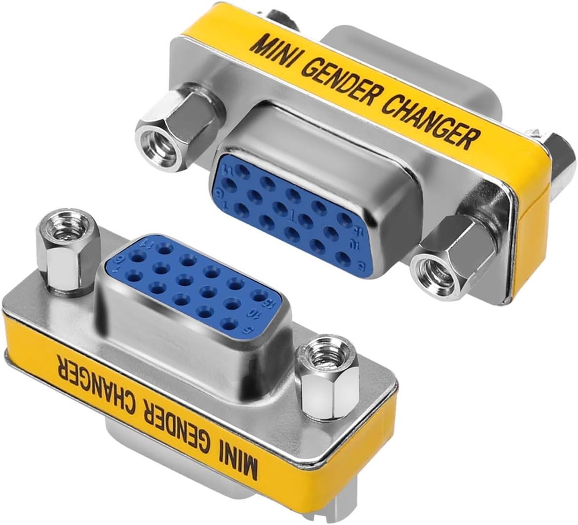 Durable VGA Coupler Adapter 2-Pack - 15 Pin Female-to-Female for Easy Connection