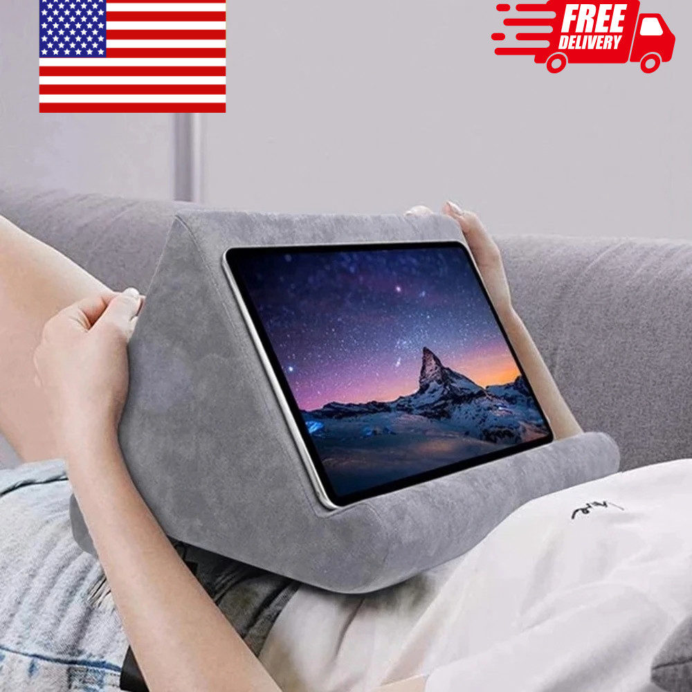 Tablet Pillow Holder Foldable Tablet Stand Lap Bed Desk Pocket Storage