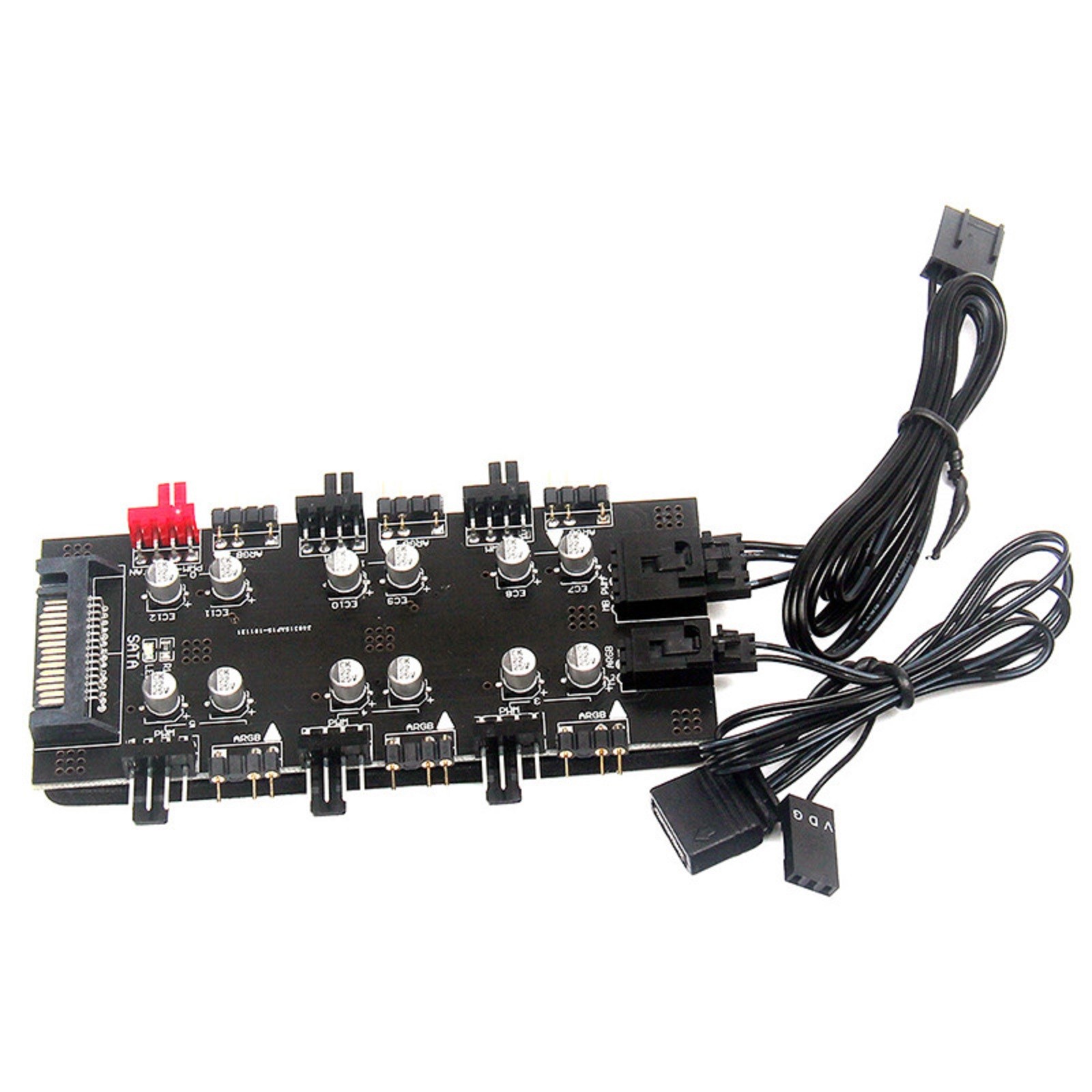 Computer SATA 1 to 6 Way PWM /ARGB 4Pin Cooling Fans Splitter Hub With Cable