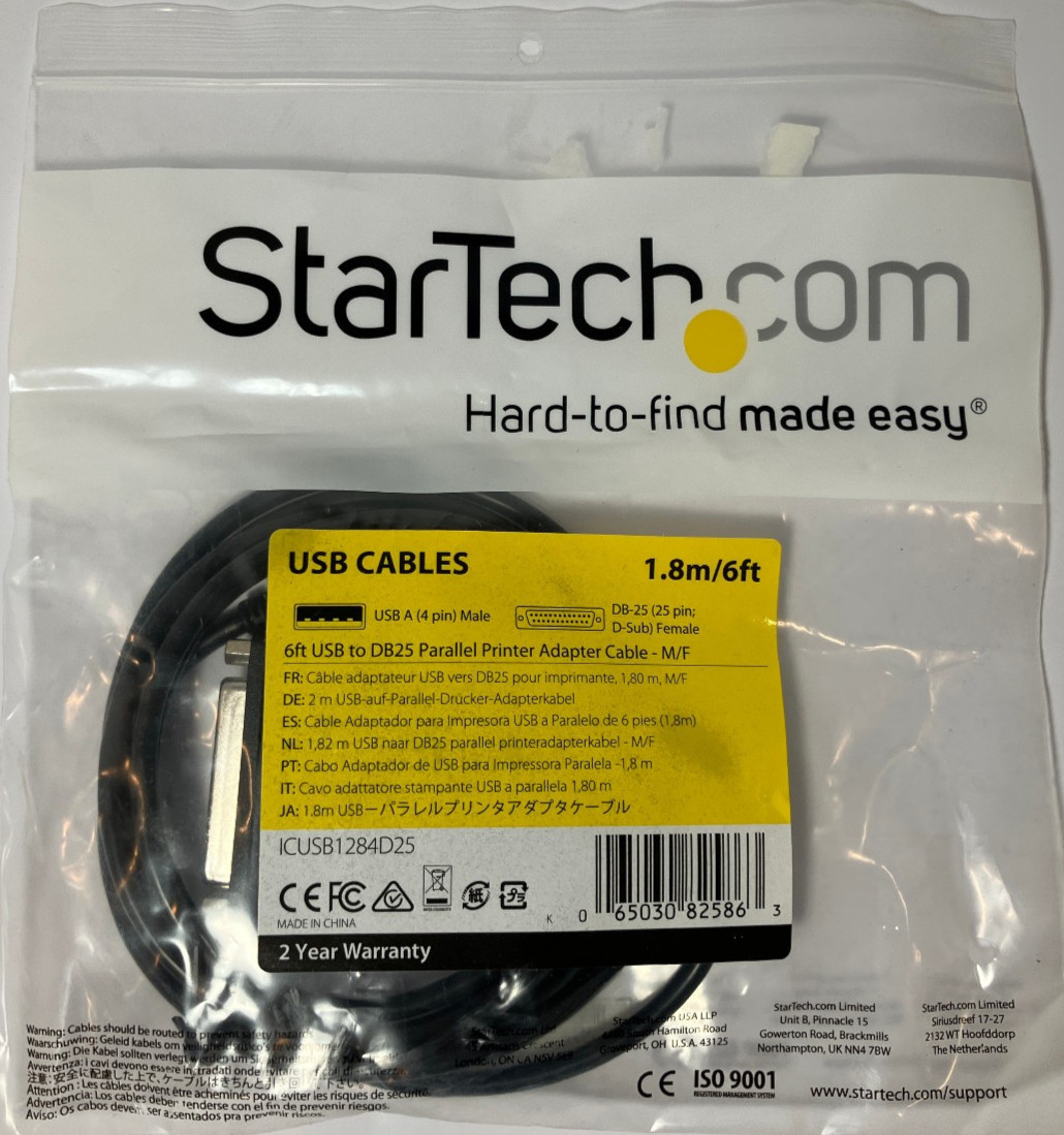 StarTech.com 6 ft / 1.8 m USB to DB25 Parallel Printer Adapter Cable - 1.8 Meter