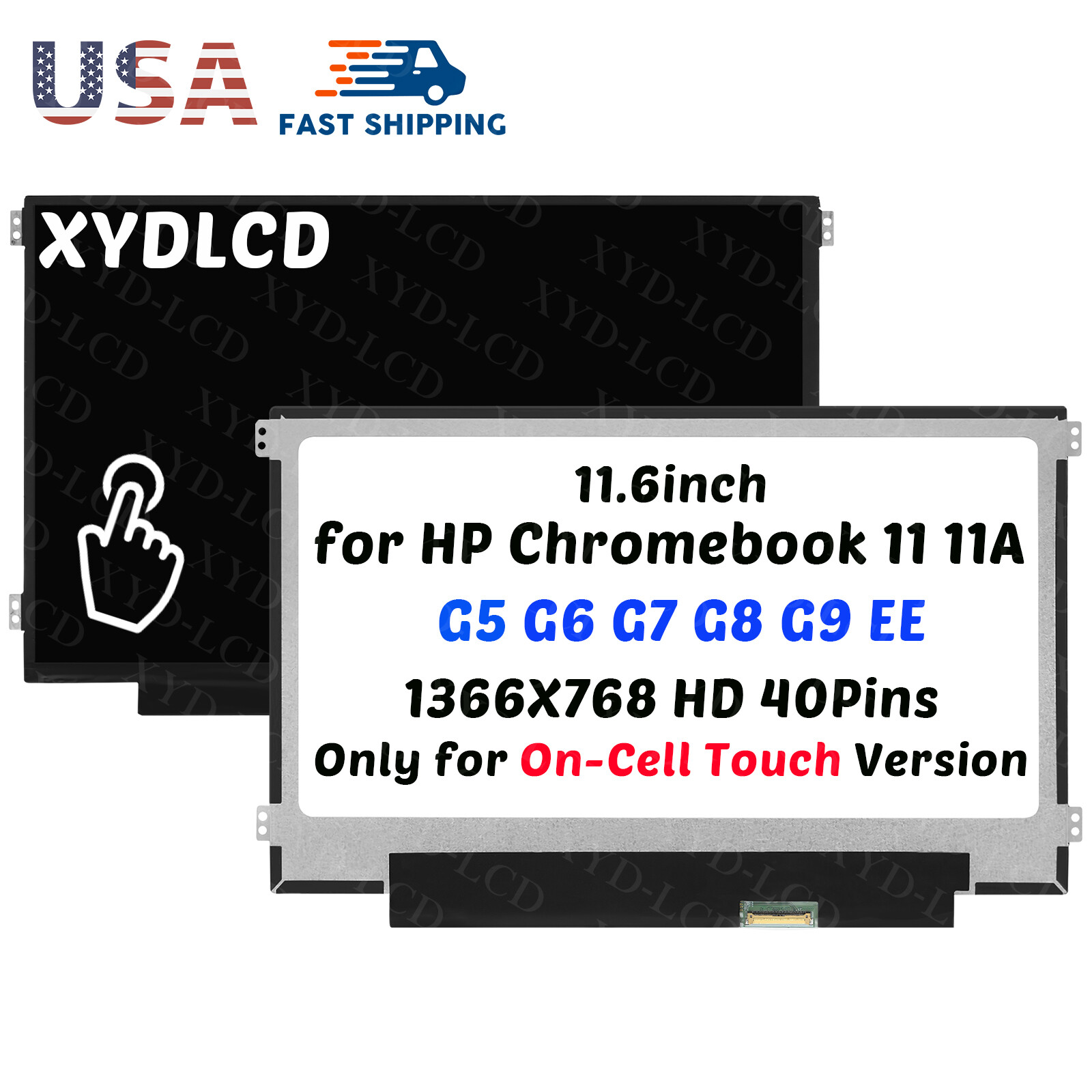 11.6in LCD Touch Screen 40Pins Replacement for HP Chromebook 11 G5 EE 920843-001