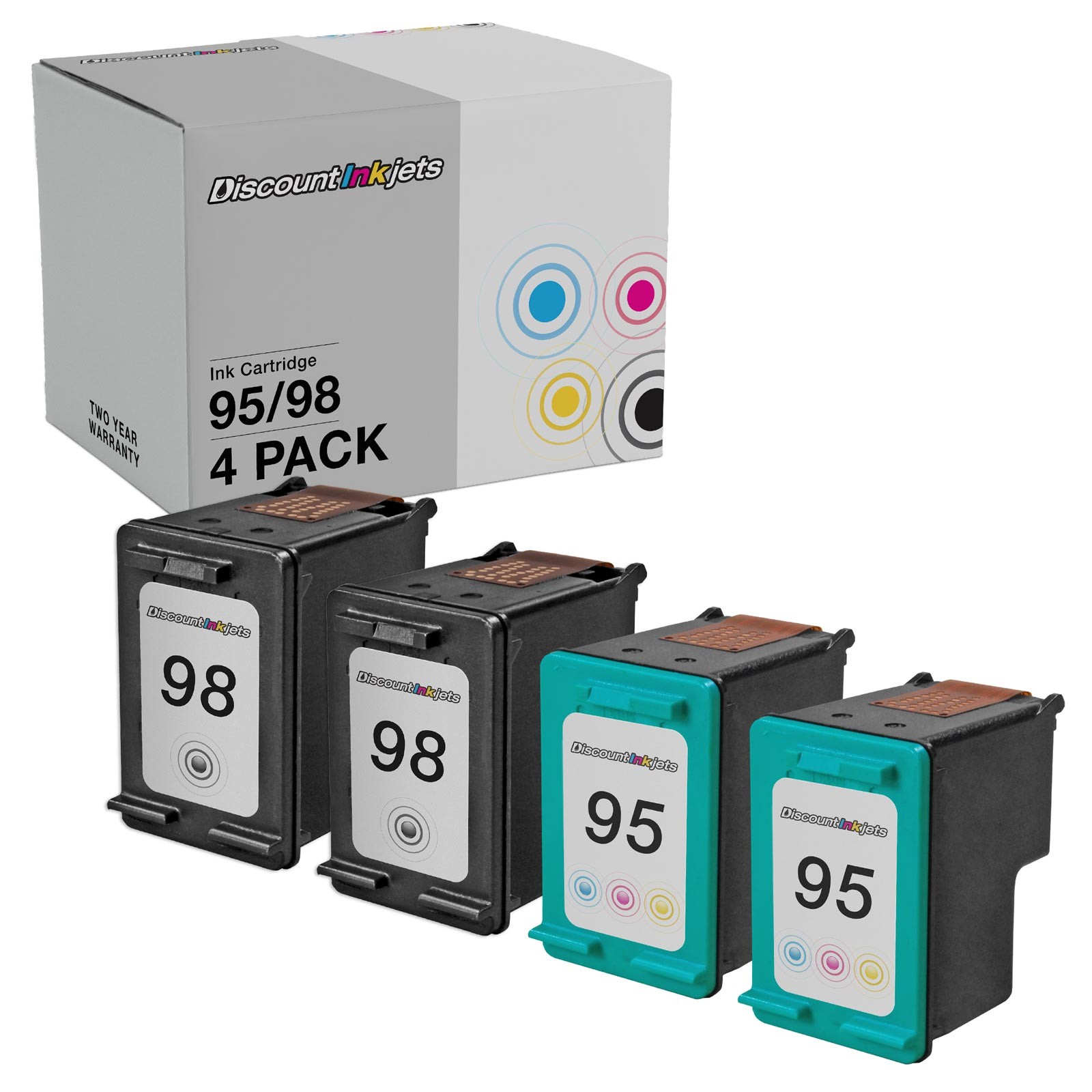 4Pk 98 95 C8766WN BLACK COLOR Print Ink Cartridge for HP Officejet H470 100