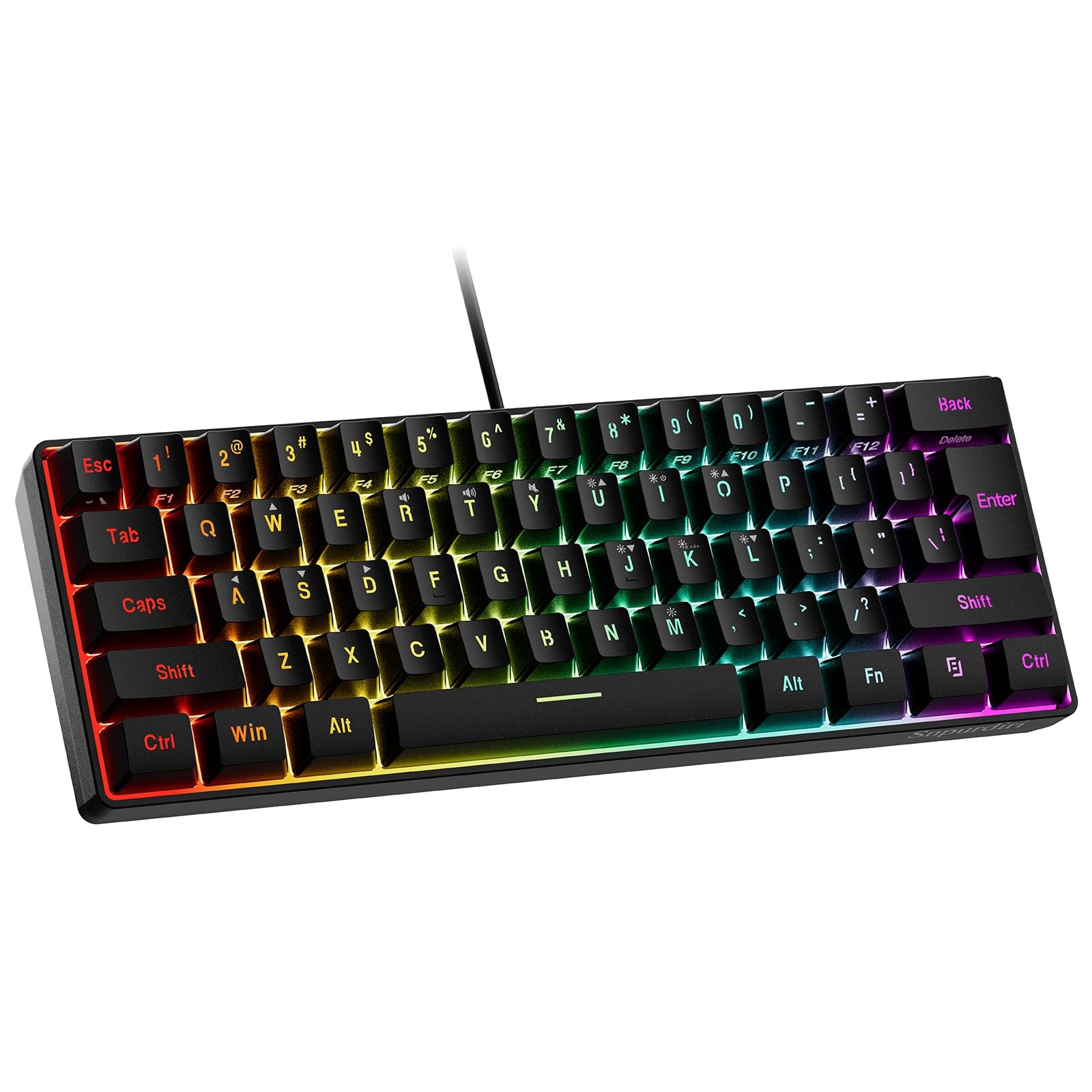 60% Wired Gaming Keyboard, RGB Backlit Ultra-Compact Mini Keyboard, Waterproof S