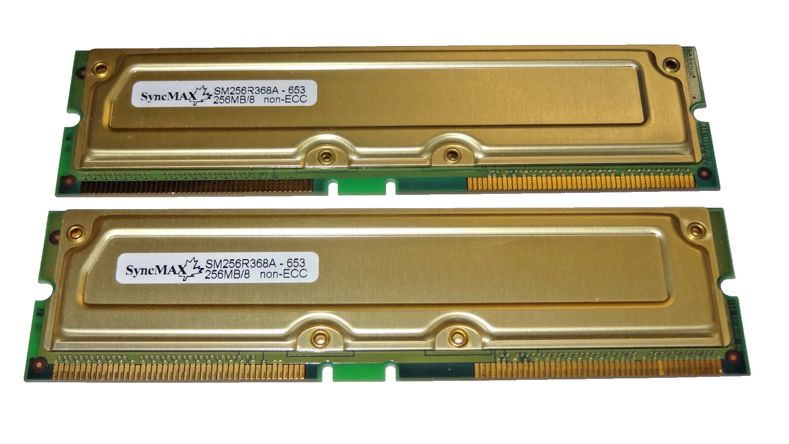512MB (2x256MB) PC600 600MHz RDRAM 184-Pin RIMM Non-ECC - SyncMAX SM256R368A-653