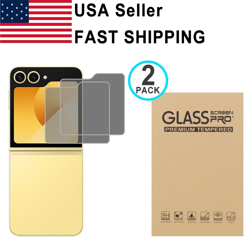 2PK Privacy Tempered Glass Screen Protector For Samsung Galaxy Z Flip 6 7 7FE 8