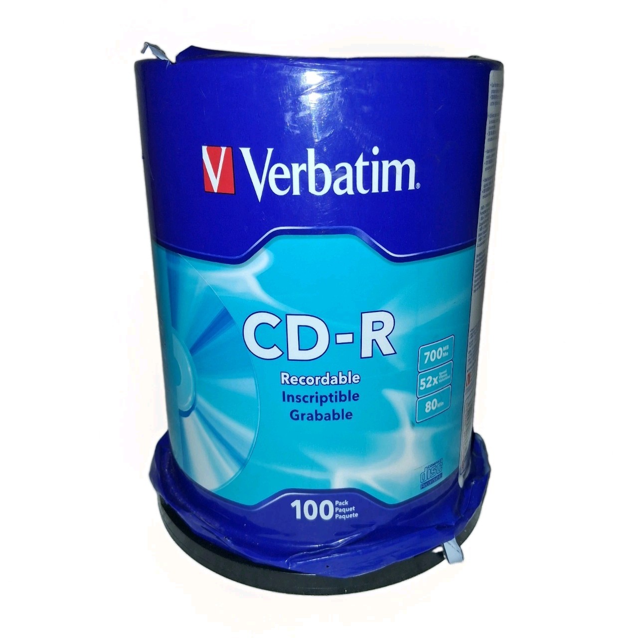 Verbatim 94554 CD-R Blank Discs 700MB 80-Min 52x Pack Of 100 Burnable CDs NEW 