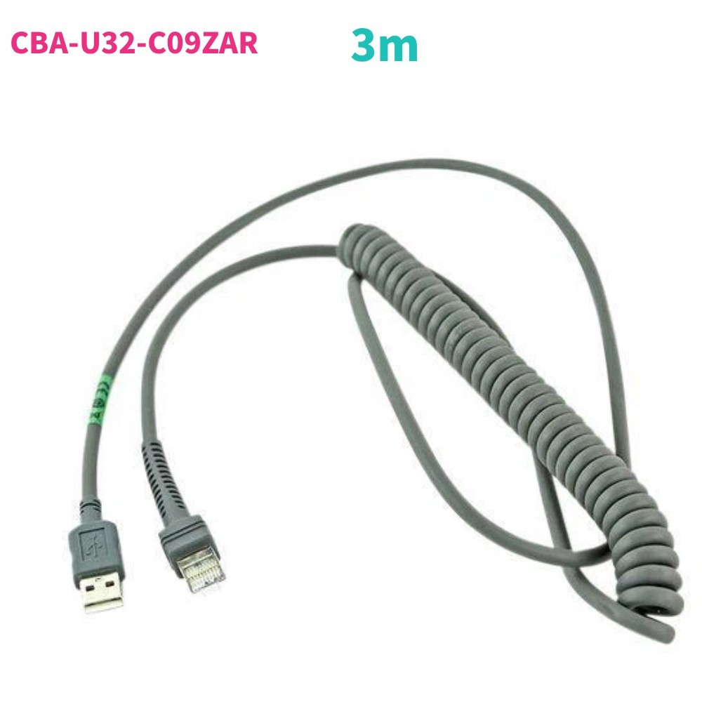 Zebra CBA-U32-C09ZAR 3m Coiled Cable for Barcode Scanner -