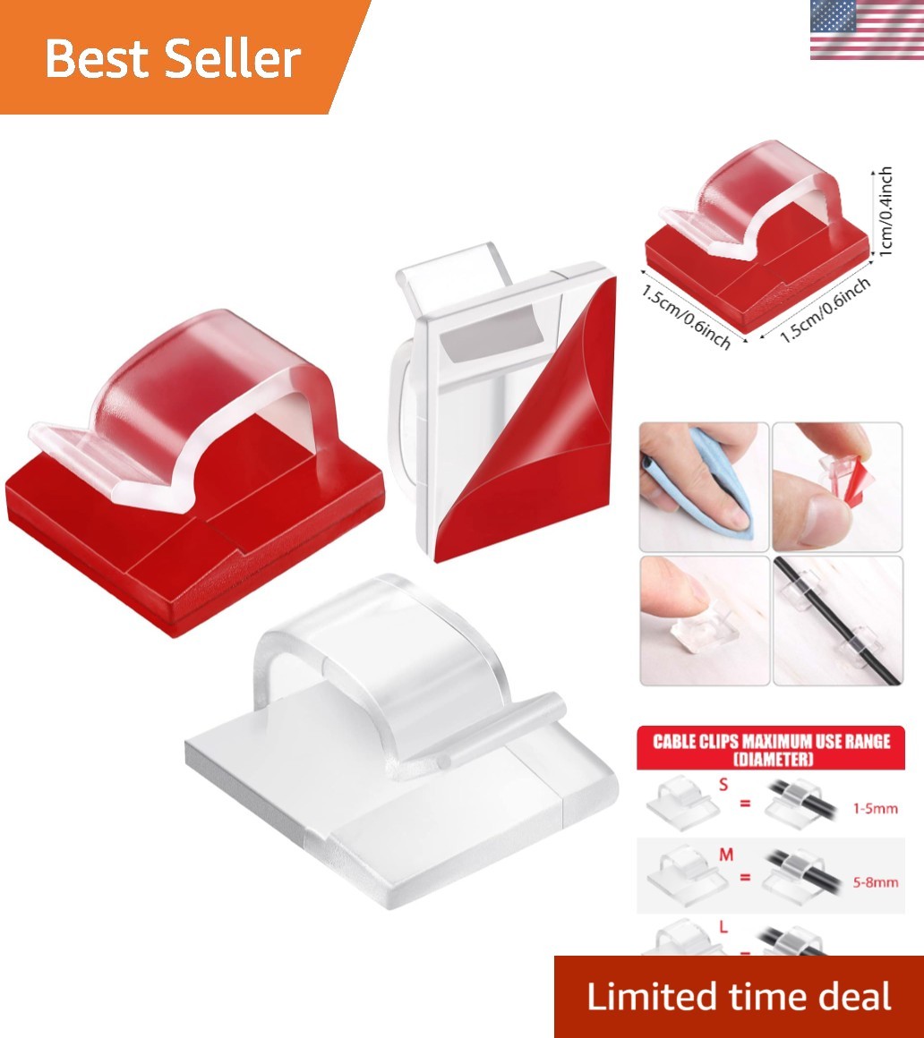 60 Pcs Waterproof Clear Adhesive Cable Clips - Perfect for All Seasons