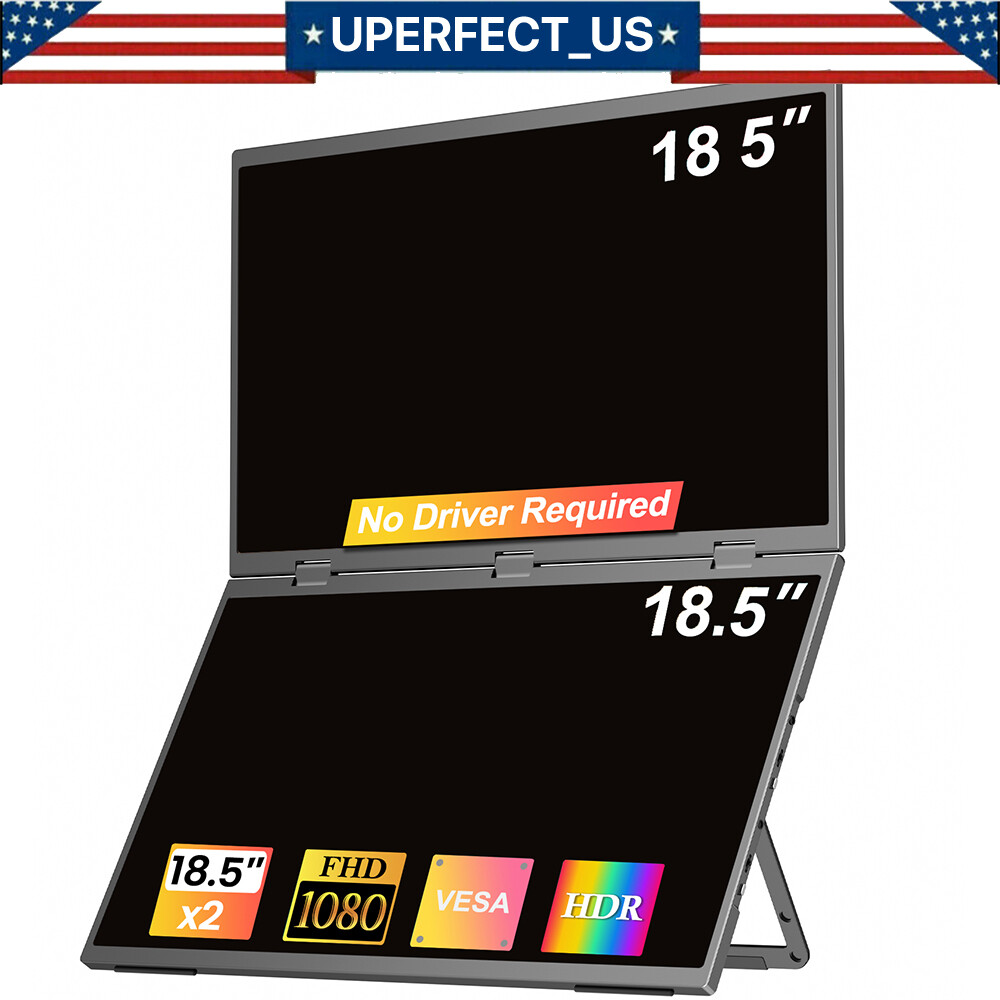 UPERFECT Dual UStation 18.5" Folding Monitor Extender Portable Display &Stand US