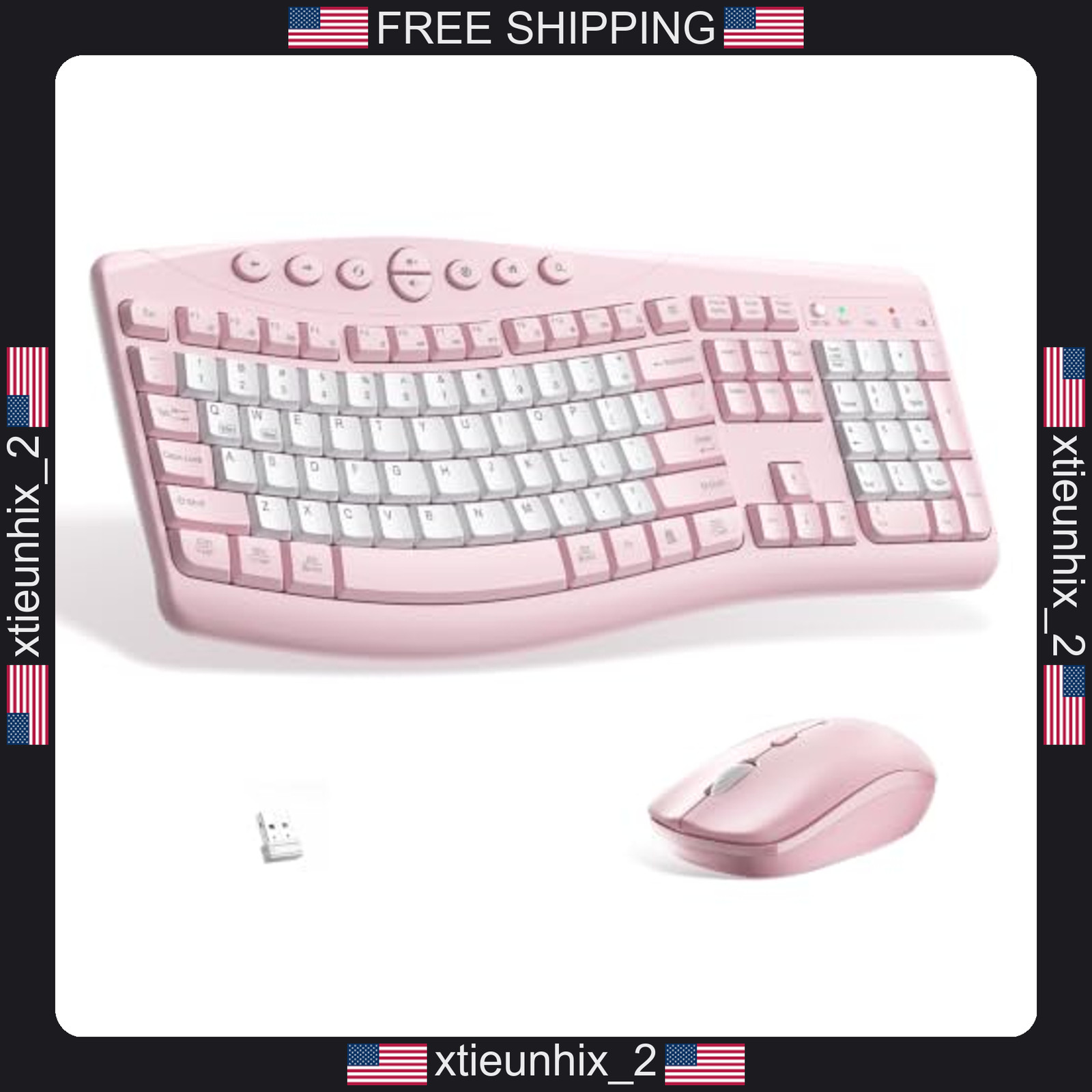 Wireless Keyboard and Mouse Combo with Silent Ergonomic Design for Office