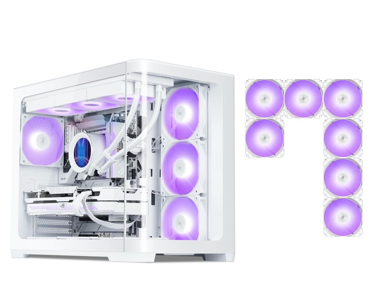 SAMA V60 PC Case, Mid-Tower Computer Case, A Curved Tempered Glass, 7 Pre-Instal