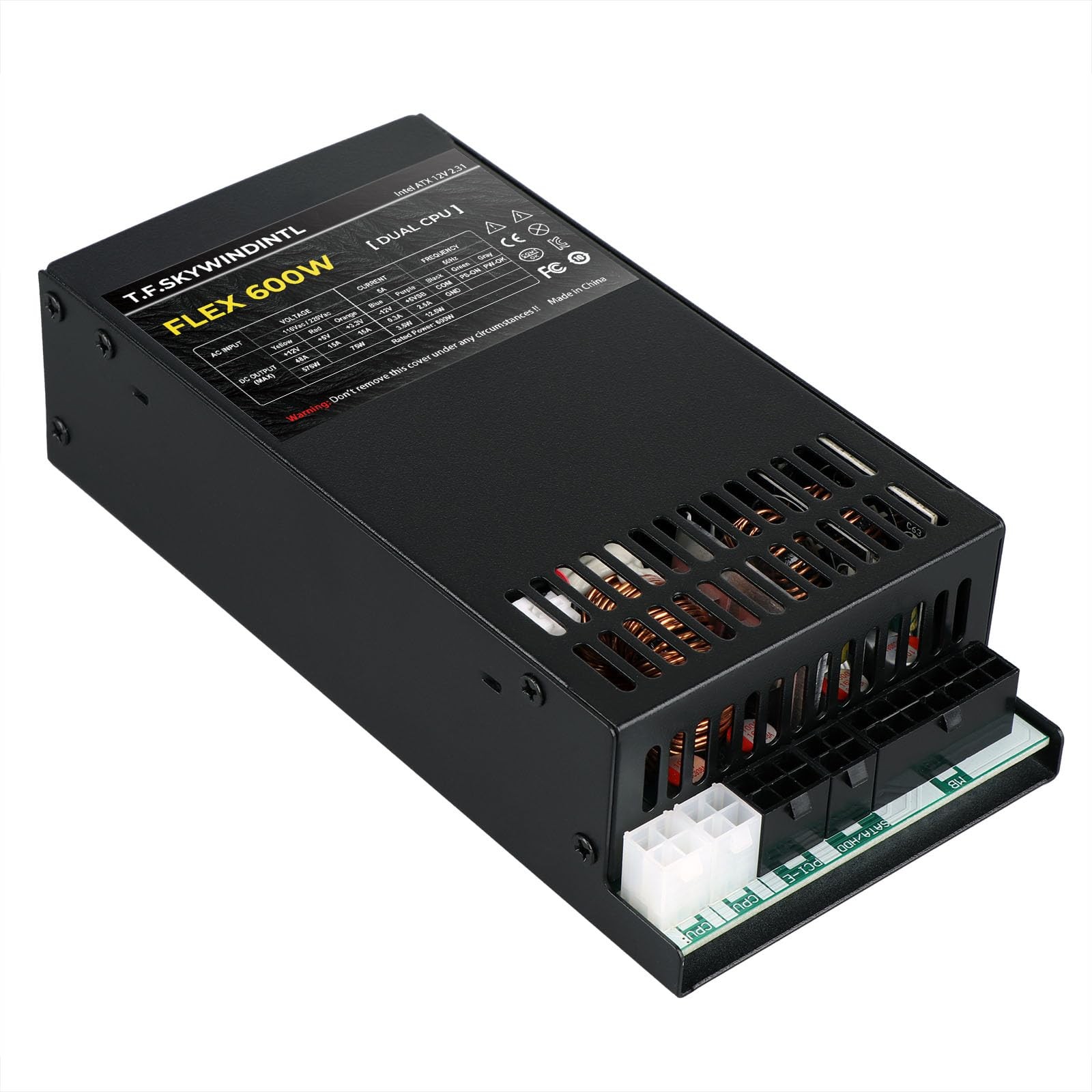 T.F.SKYWINDINTL Flex Power Supply 600W Dual CPU Connector Ultra-Quiet Fully