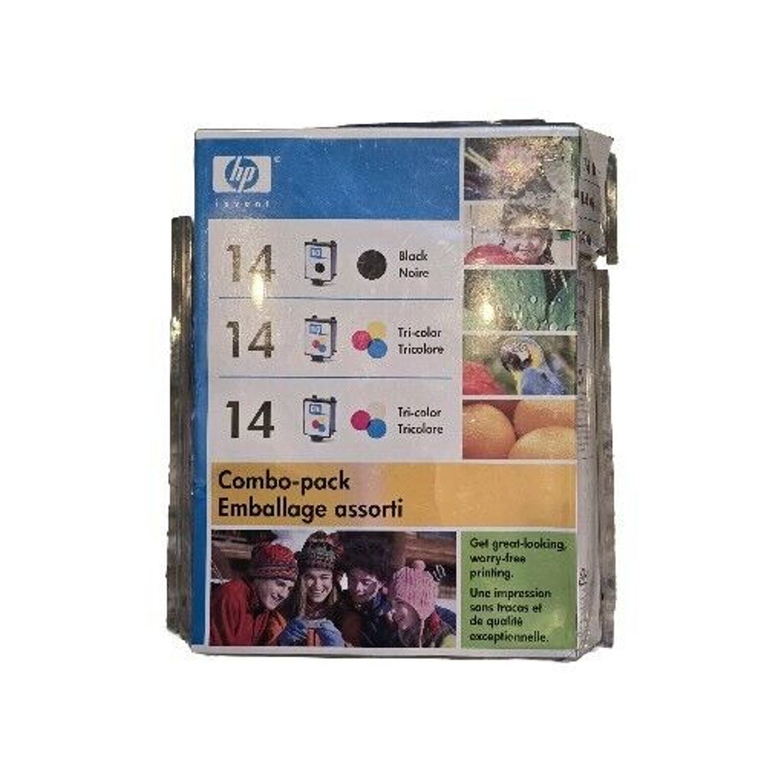Genuine HP 14 Combo Pack Black & Tri-Color Ink New Open Package Exp 2008