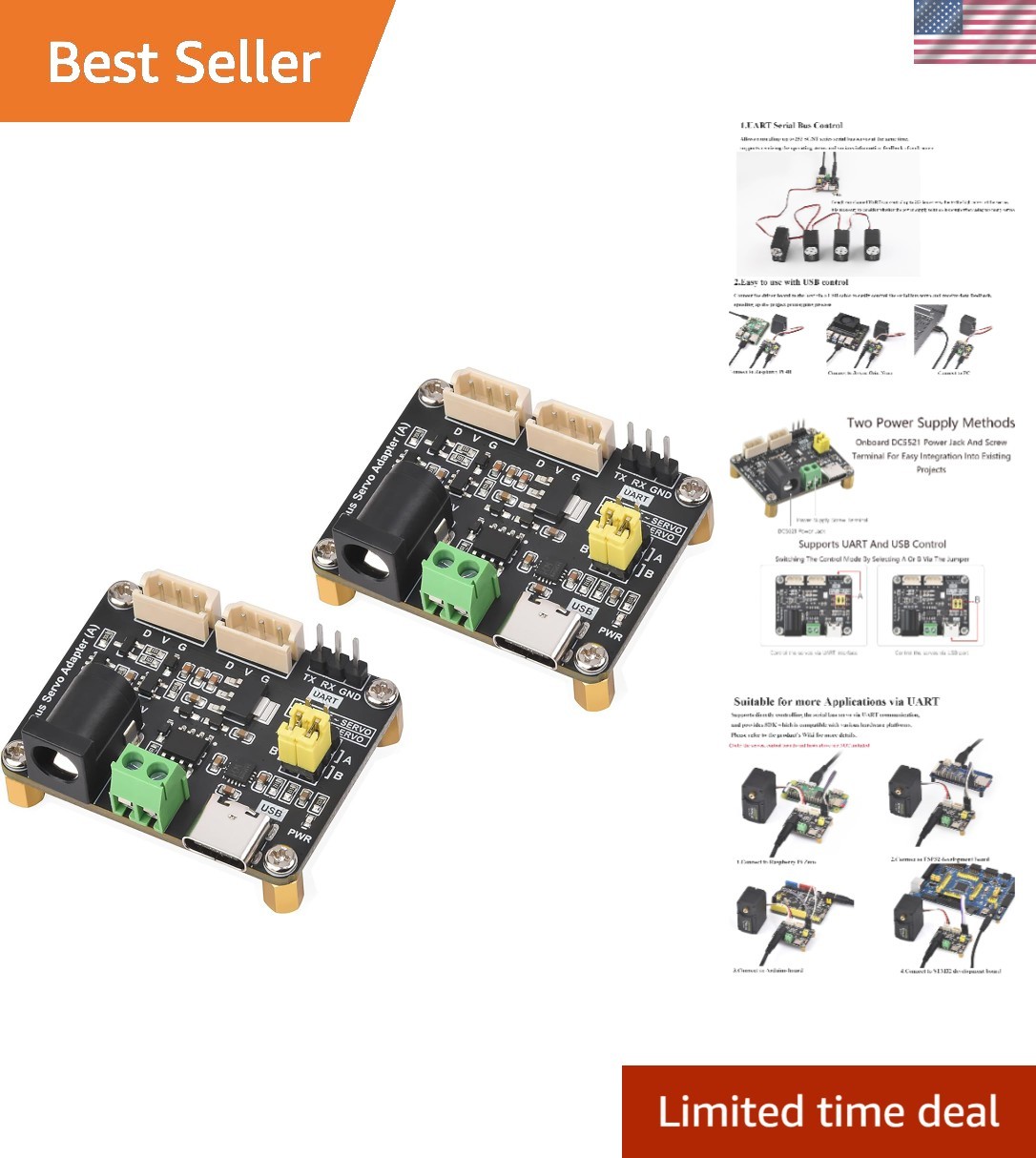 2PCS Serial Bus Servo Driver Board, Support 253 ST/SC Serial Bus Servos