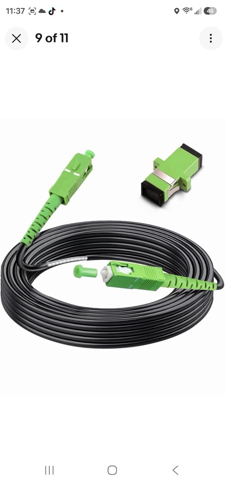 75 Meters SC/APC to SC/APC Fiber Optic Internet Cable Low Friction Single Mode