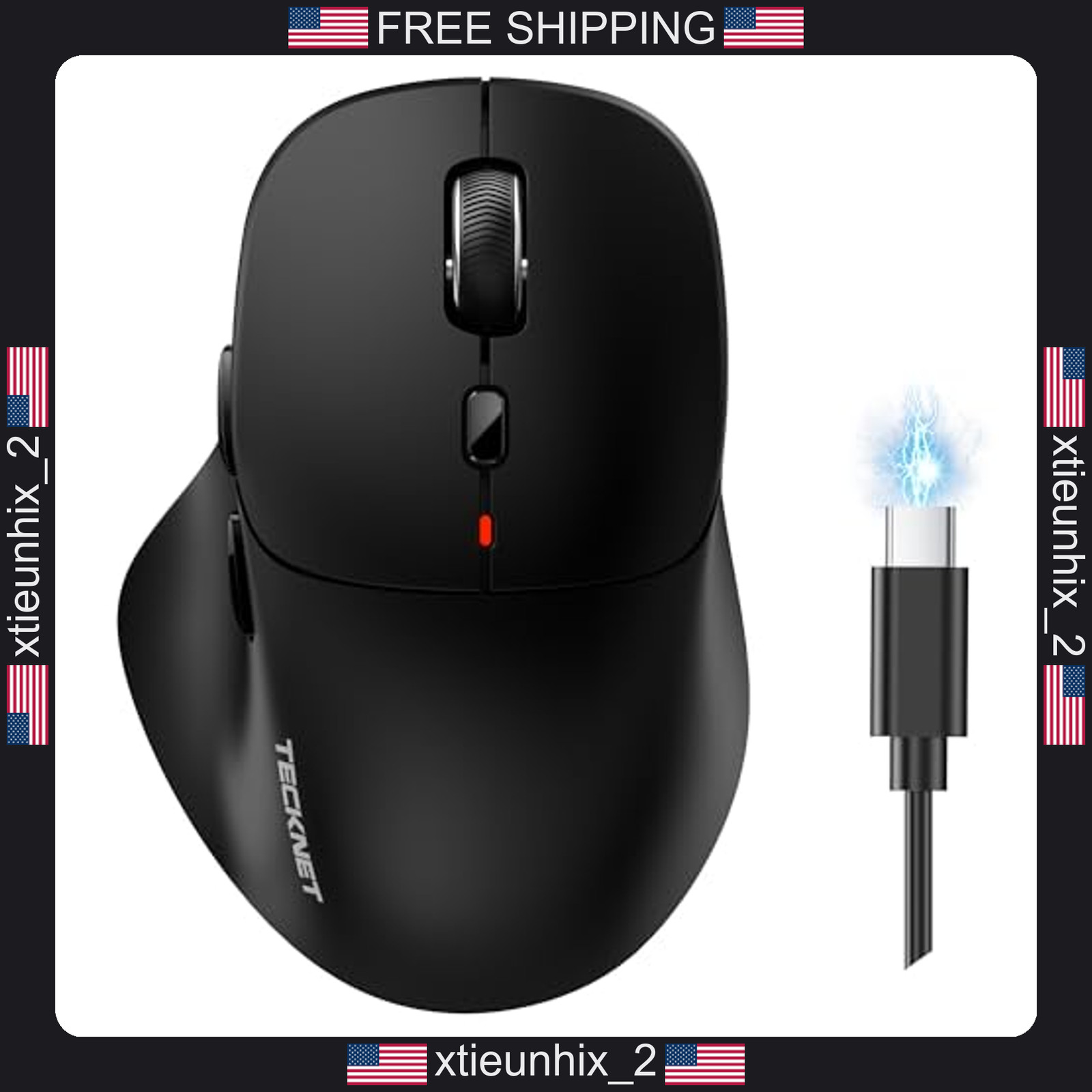 Wireless Bluetooth Mouse with Silent Clicks, Rechargeable Battery, for Windows