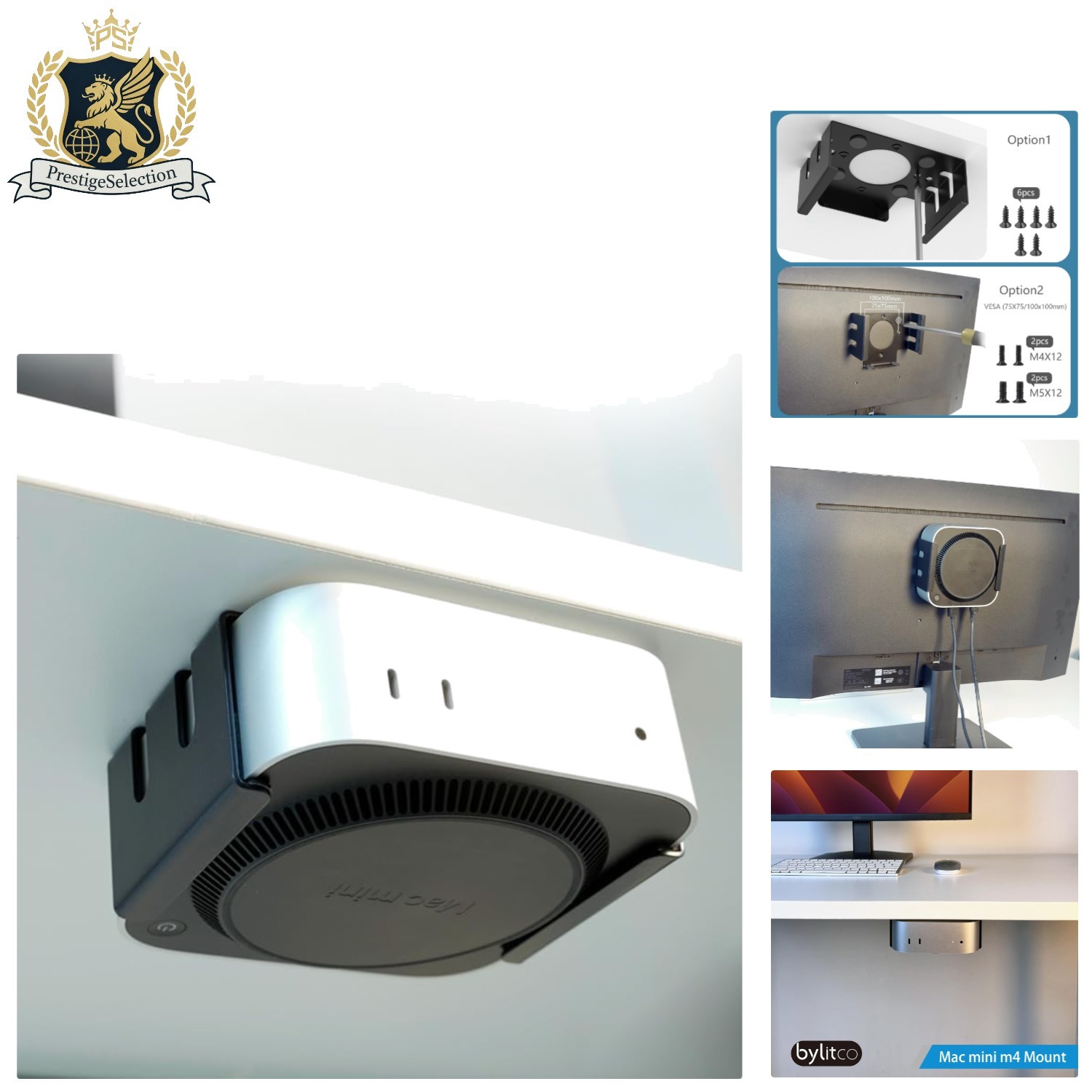 Secure All-Metal Mount for Mac Mini M4/M4 Pro - Compact and Stylish Black Finish