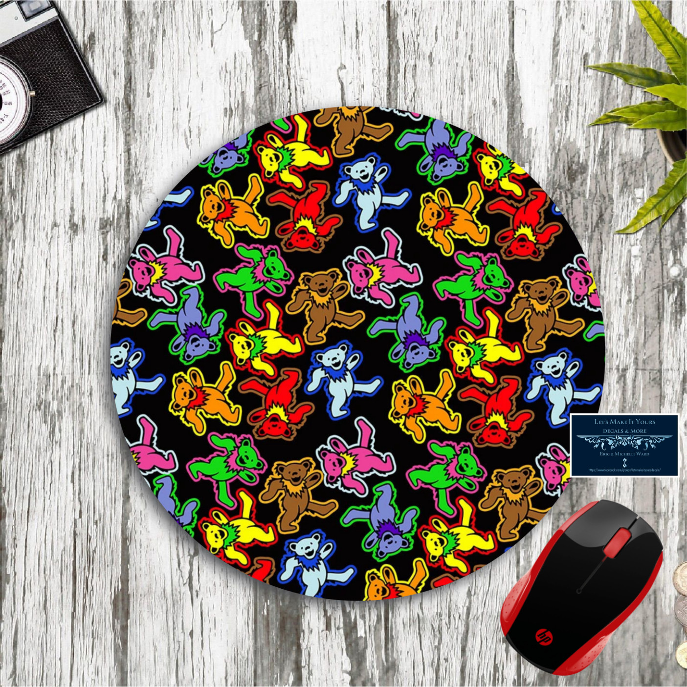 GRATEFUL DEAD DANCING BEARS ROUND NEOPRENE PC MOUSE PAD MAT HOME SCHOOL OFFICE