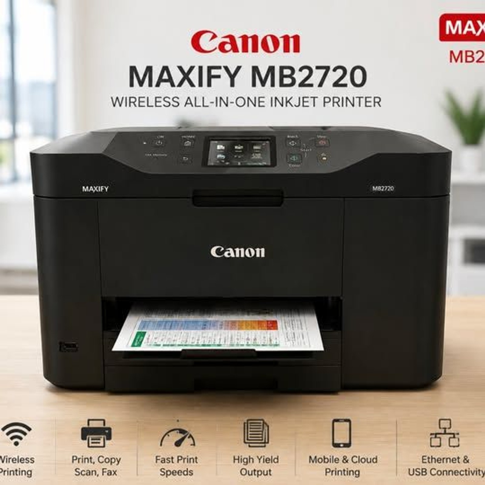 Canon MAXIFY MB2720 Wireless All-in-One Inkjet Printer Copier Scanner Open Box