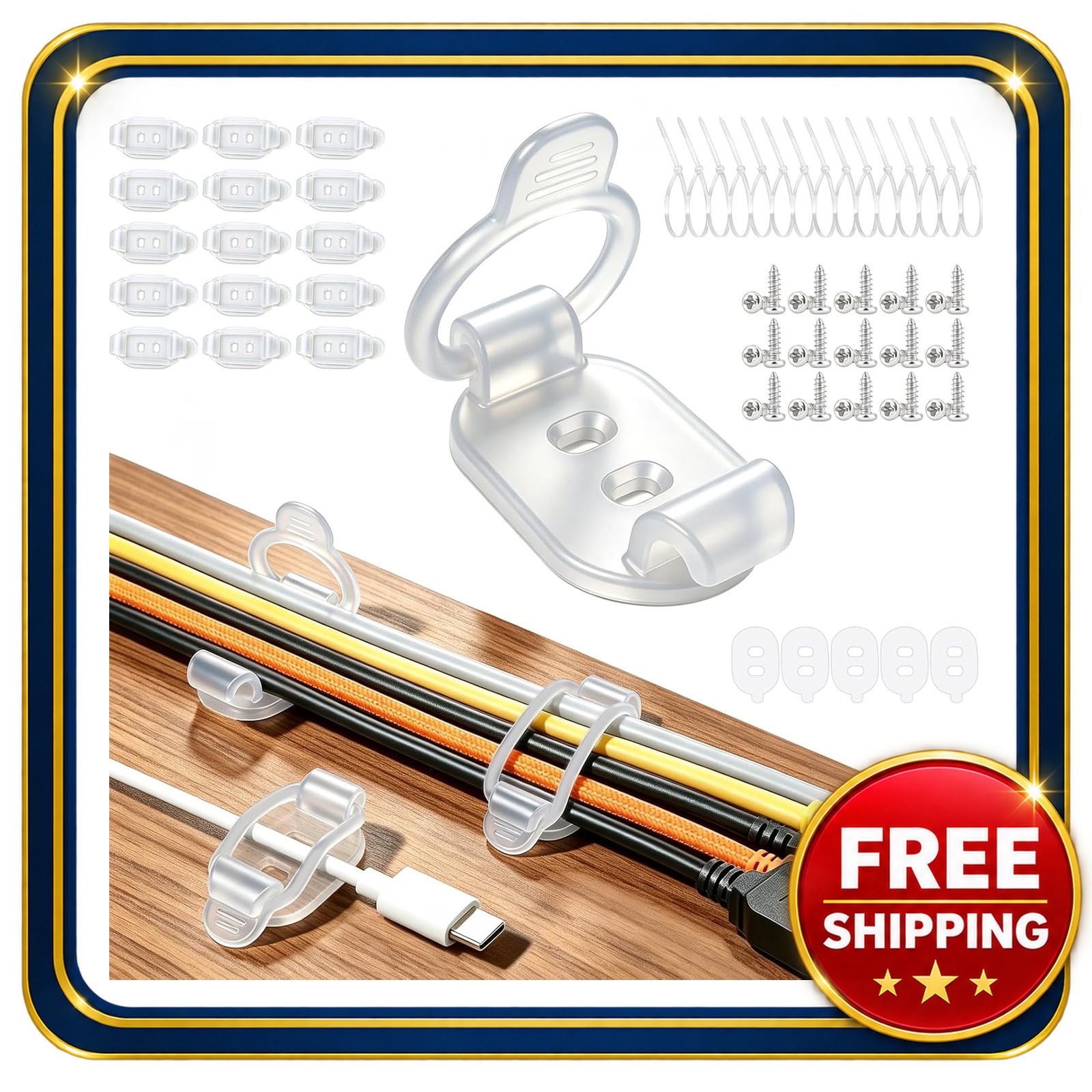 Cable Organizer Clips 15 Pack Adjustable Silicone Reusable Cord Management
