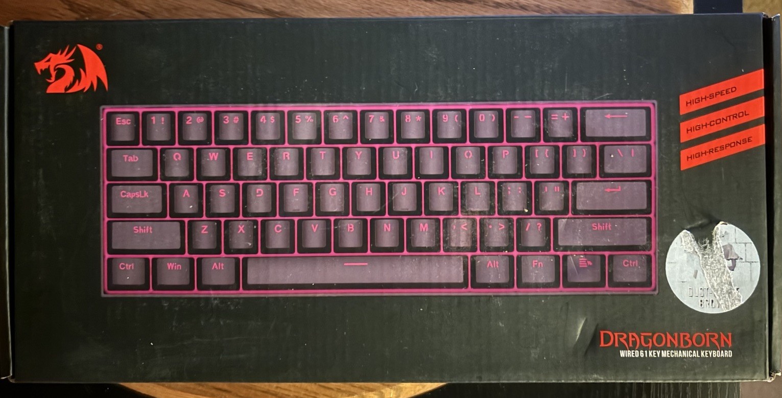 Redragon Dragonborn 61 Key Mechanical Gaming Keyboard PINK LED Backlit Wired
