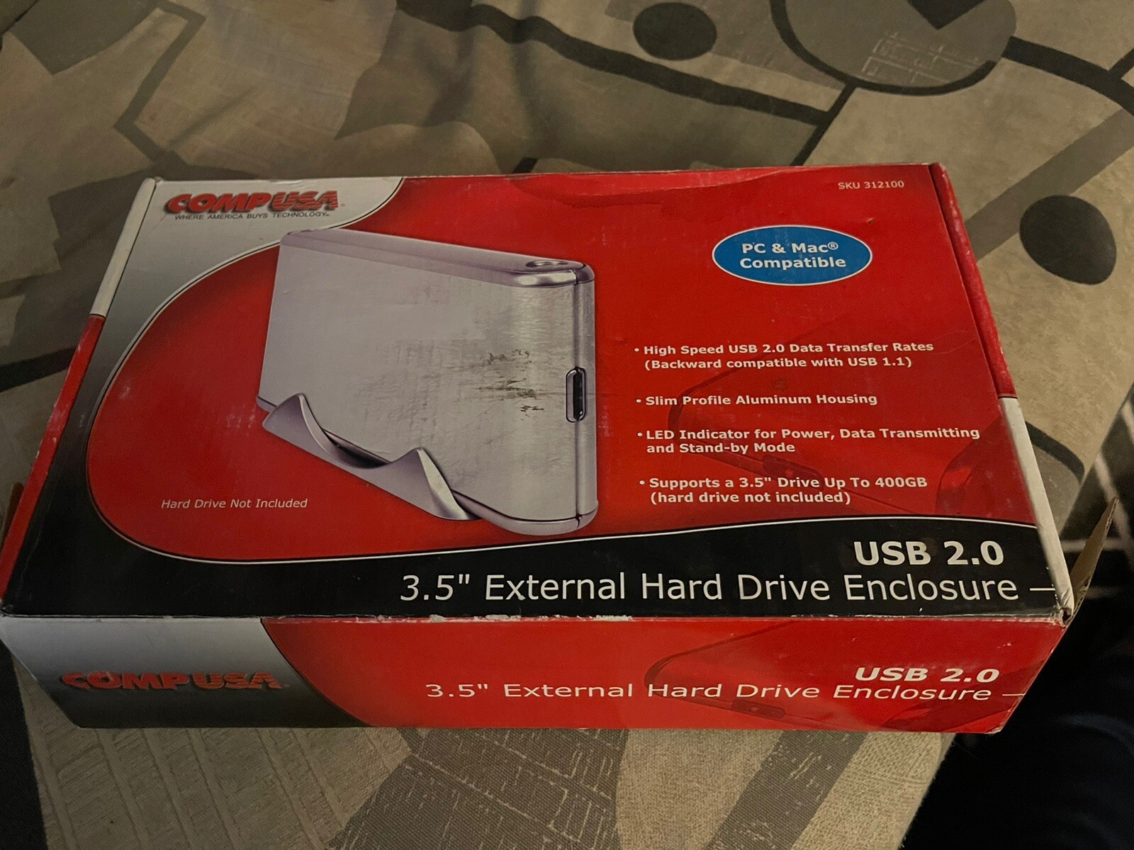 CompUsa 3.5”External Hard Drive Enclosure USB 2.0 New