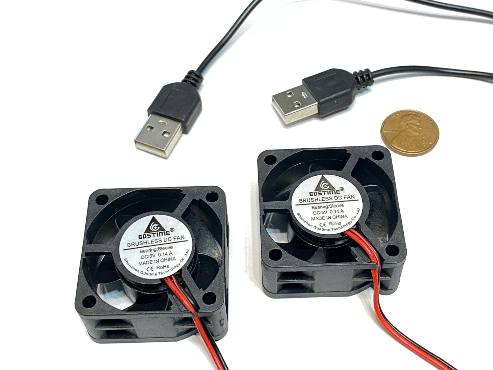 2 Pieces USB connector plug Fan 5v GDStime 4cm 4020 40mm 40x40x20mm computer A41