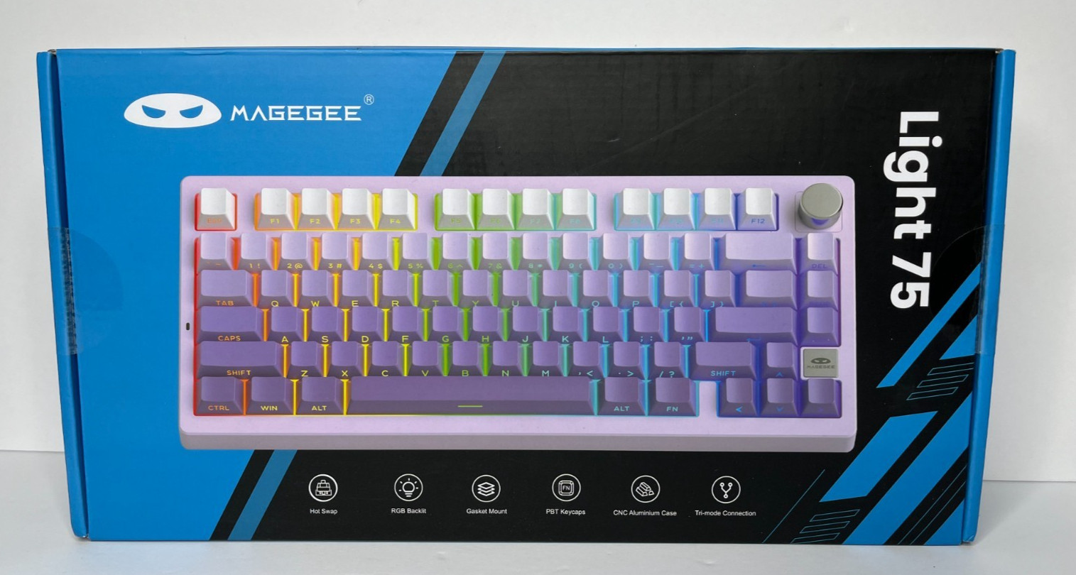 MageGee Light 75 Wireless 75% Hot-Swappable Mechanical Keyboard w/ Knob Tri-Mode