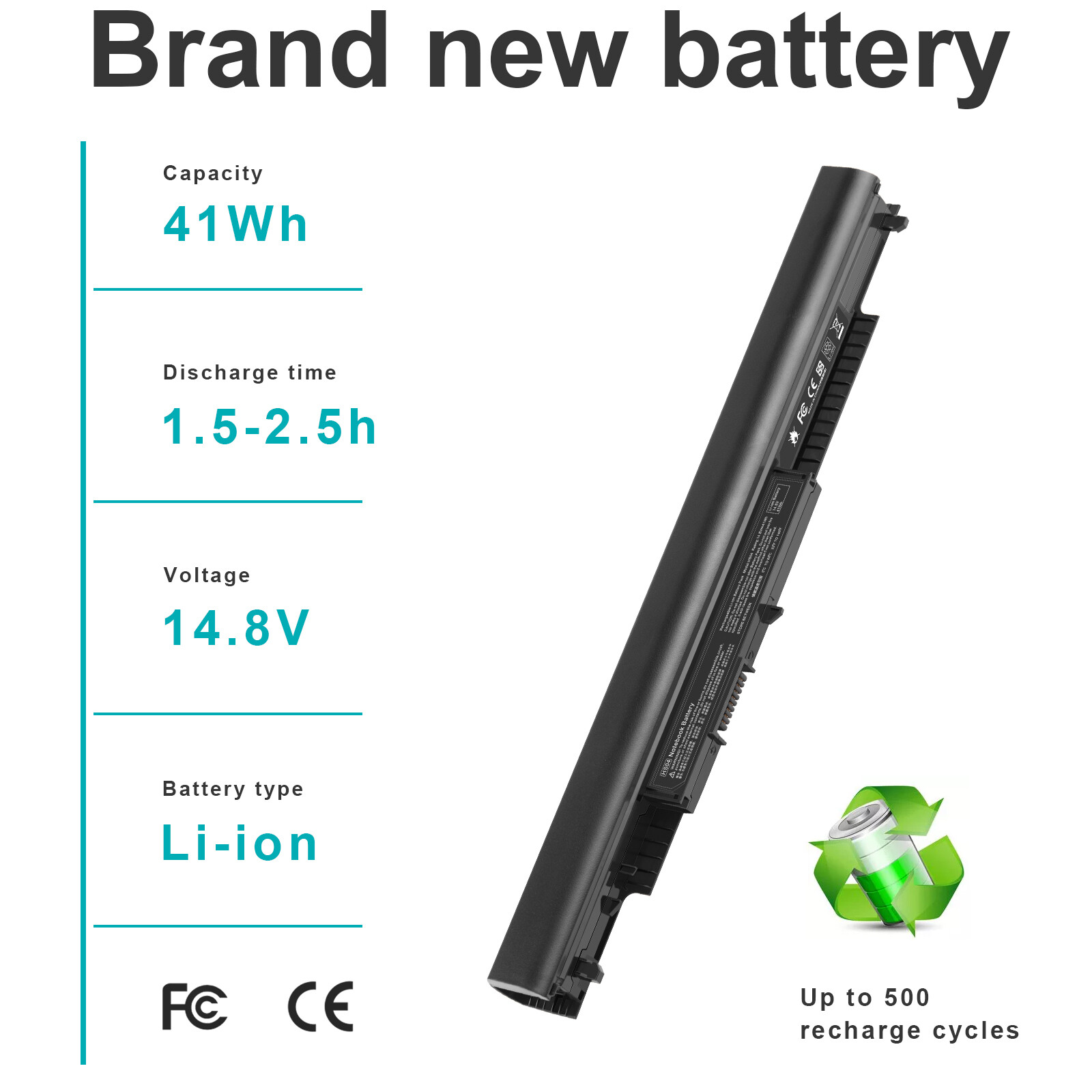 41Wh HS03 HS04 Notebook Battery For HP Spare 807957-001 807956-001 807612-421 US