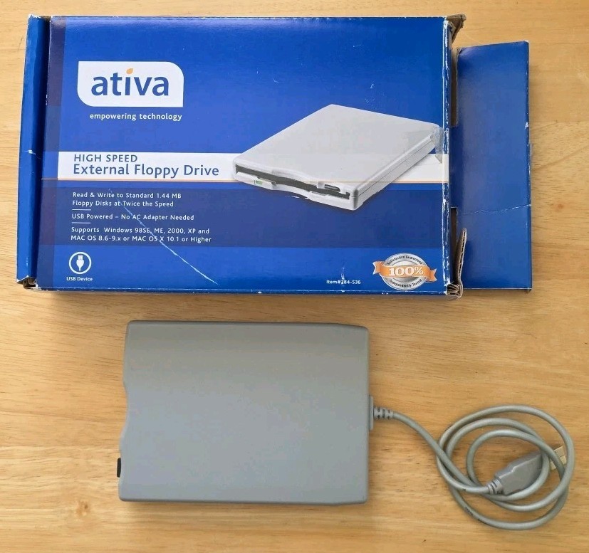Ativa External 3.5" Floppy Disk Drive High Speed USB #284-536 FDUSB-TM2