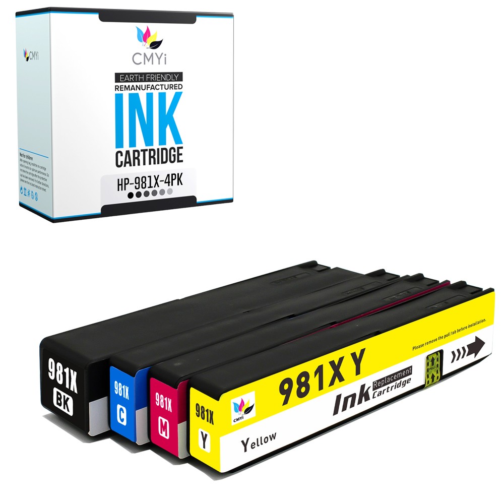 CMYi 4-Pack Compatible 981X Ink fits HP PageWide Managed Color MFP E58650dn