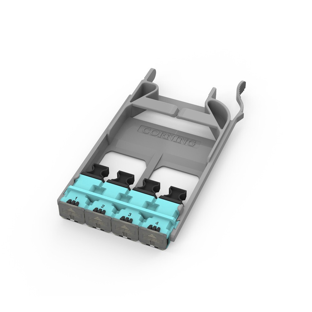 Corning EDGE8-CP32-V3 RPS 32 Fiber 4 Port MTP Adapter Panel with 4 Aqua Adapters