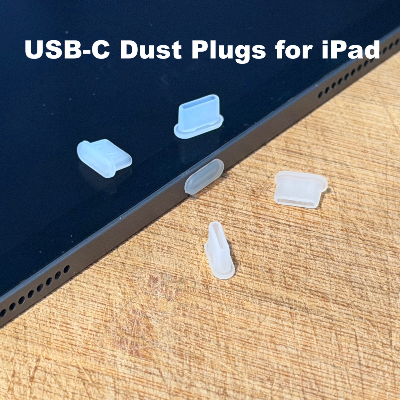iPad USB C Dust Cover Set, Charging Port Protector Caps, Clear USB C Dust Plugs