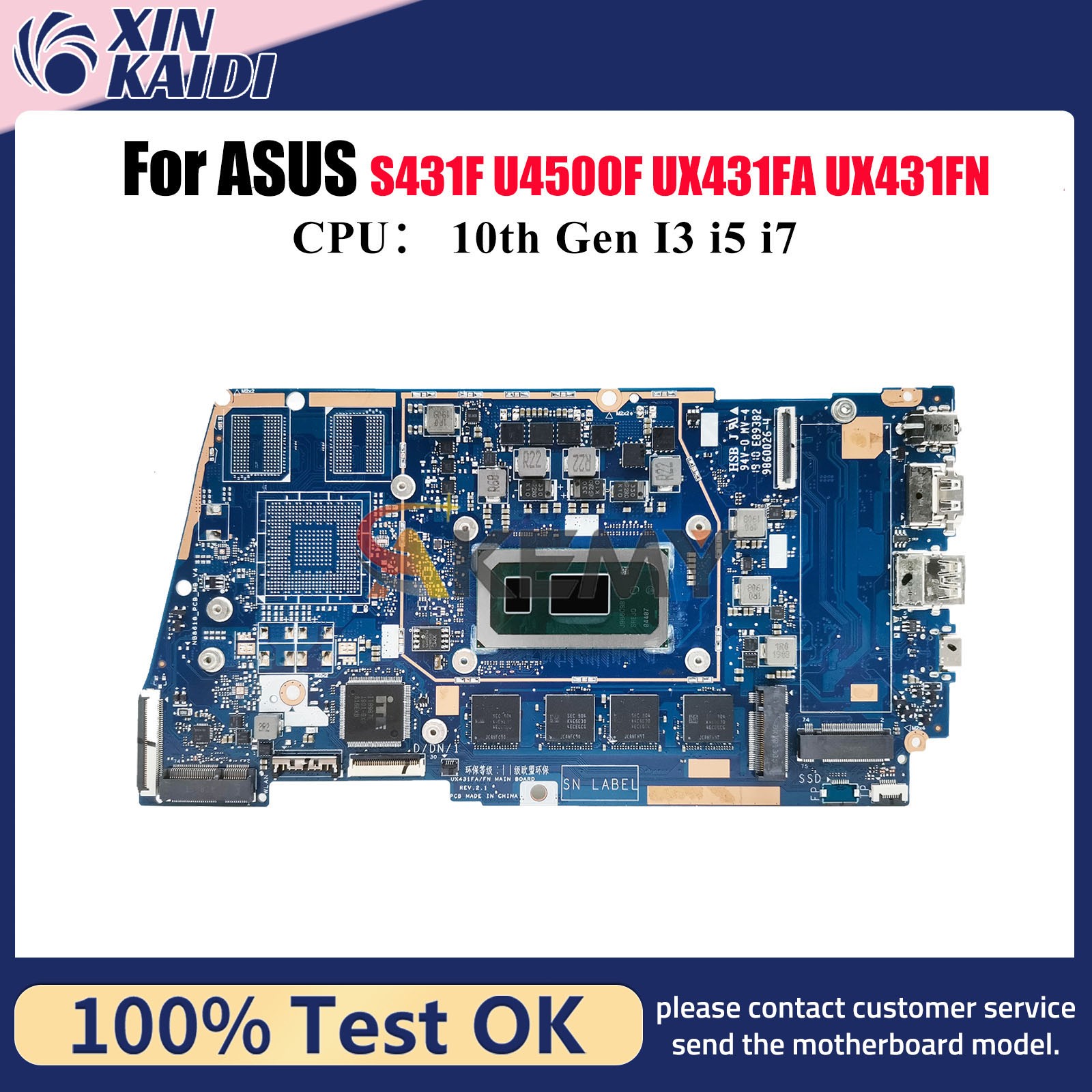 UX431FA Motherboard For ASUS S431F U4500F S4500F X431F UX431FN Mainboard W/CPU