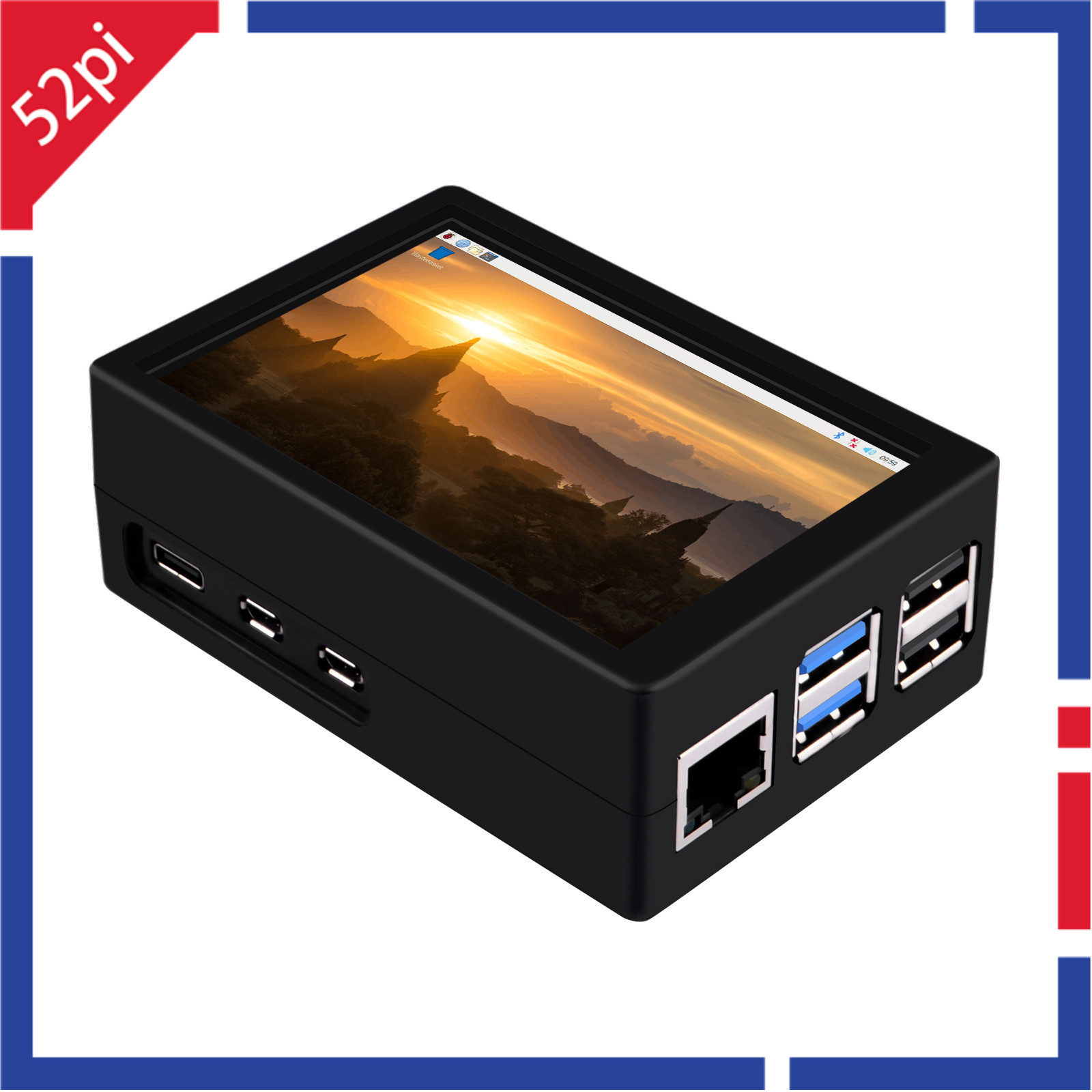 3.5 Inch 480x320 Display with ABS case & Active Cooler Kit For Raspberry 5