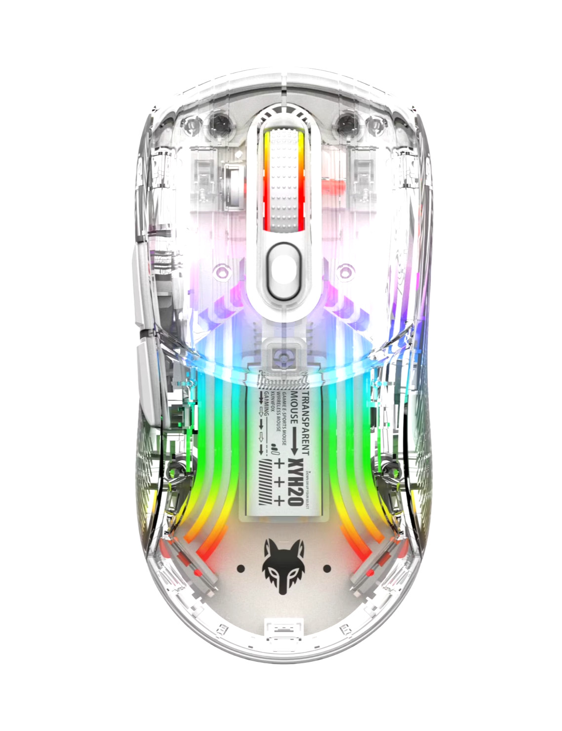 Transparent RGB Bluetooth Wireless Gaming Mouse, Dual Mode USB Computer Mouse