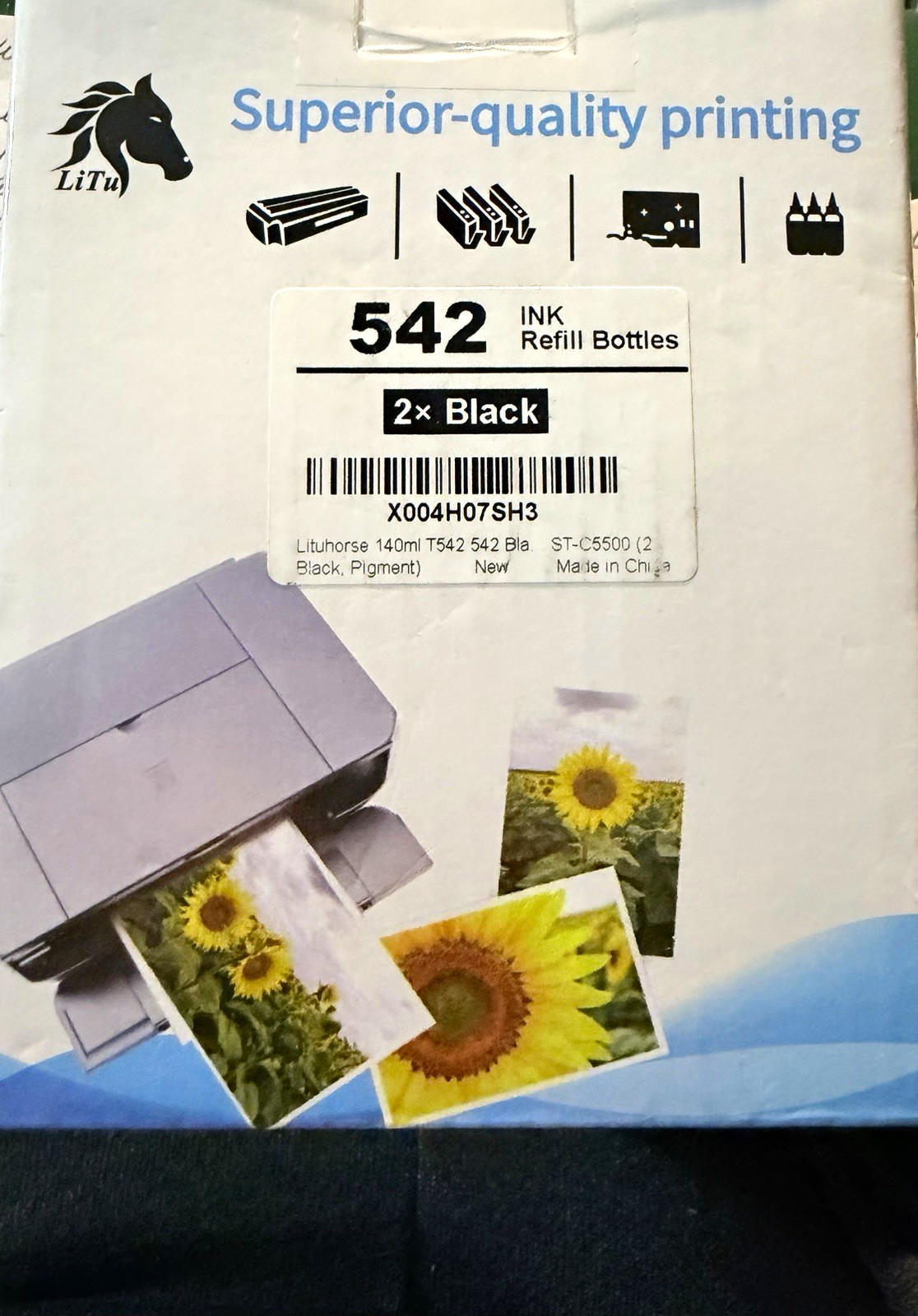 LiTu 542/T542 Black Ink Refill Bottles 2 Pack Compatible For Epson ST-C5500