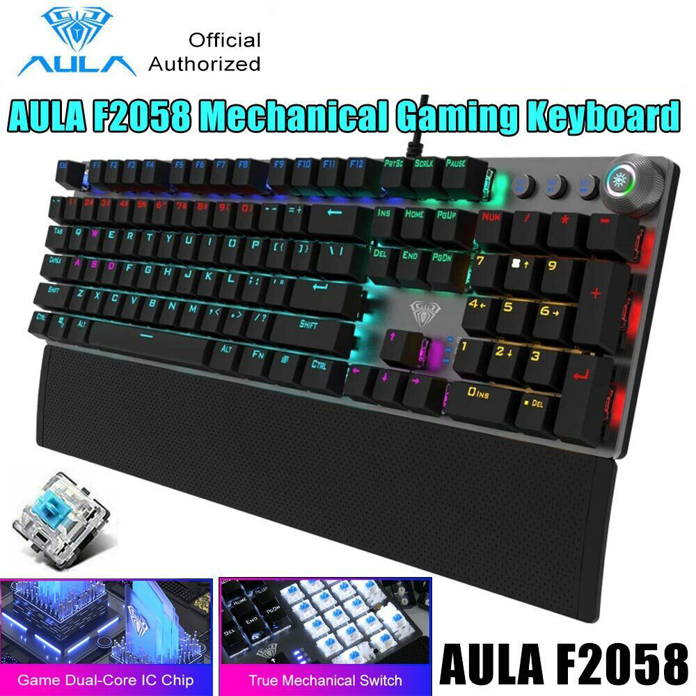 AULA Mechanical Gaming Keyboard 108 Keys USB Wired Gaming Keyboard RGB Backlit