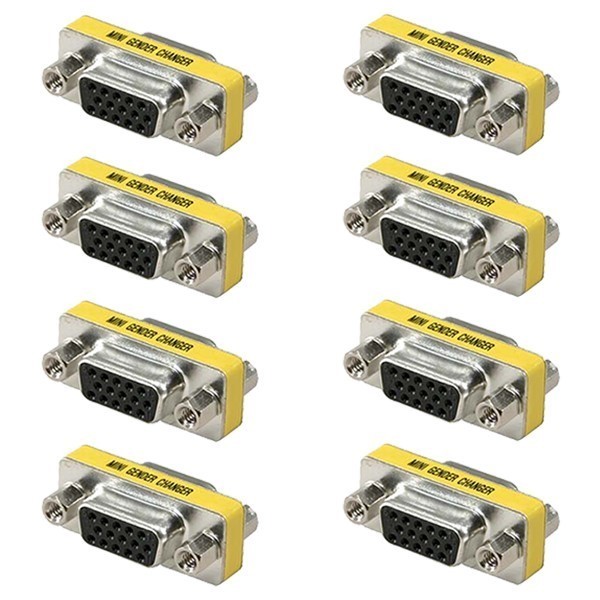8x DB15 HD D-SUB 15 Pin VGA SVGA Female Mini Gender Changer Coupler Gold Plated