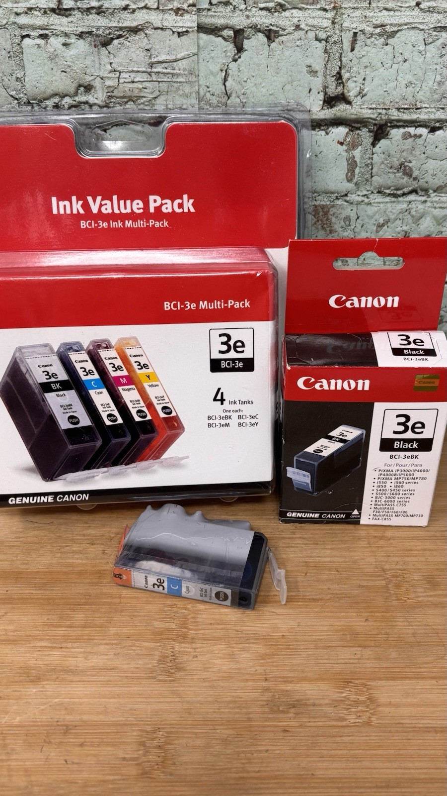 Lot Of 6 Genuine Canon BCI-3e 4-Color Ink Multi-Pack Expired OEM, & Black, &Cyan