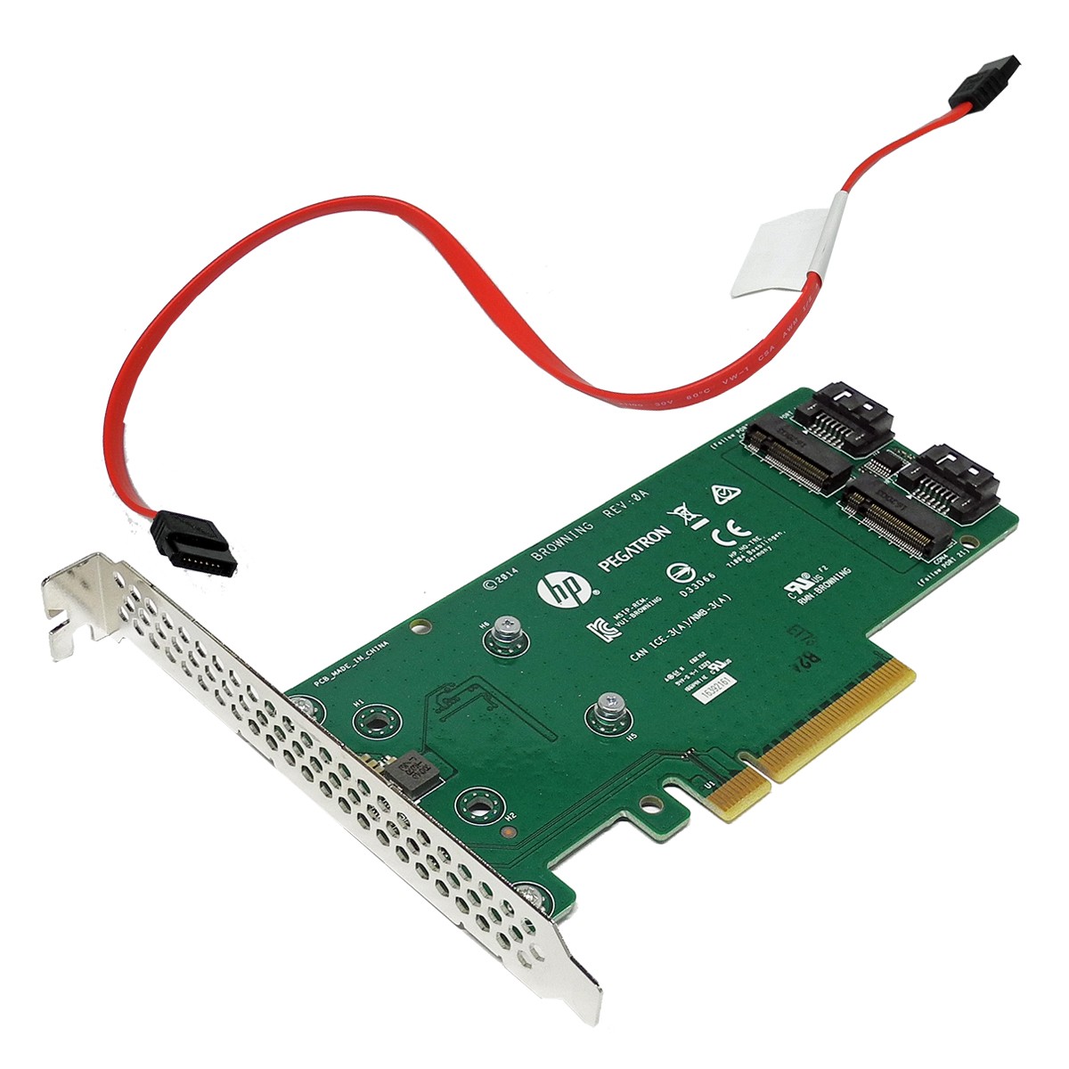 HP Dual M.2 2280 SATA PCIe x8 Riser Card / Adapter 759505-001 + Cable 798565-001